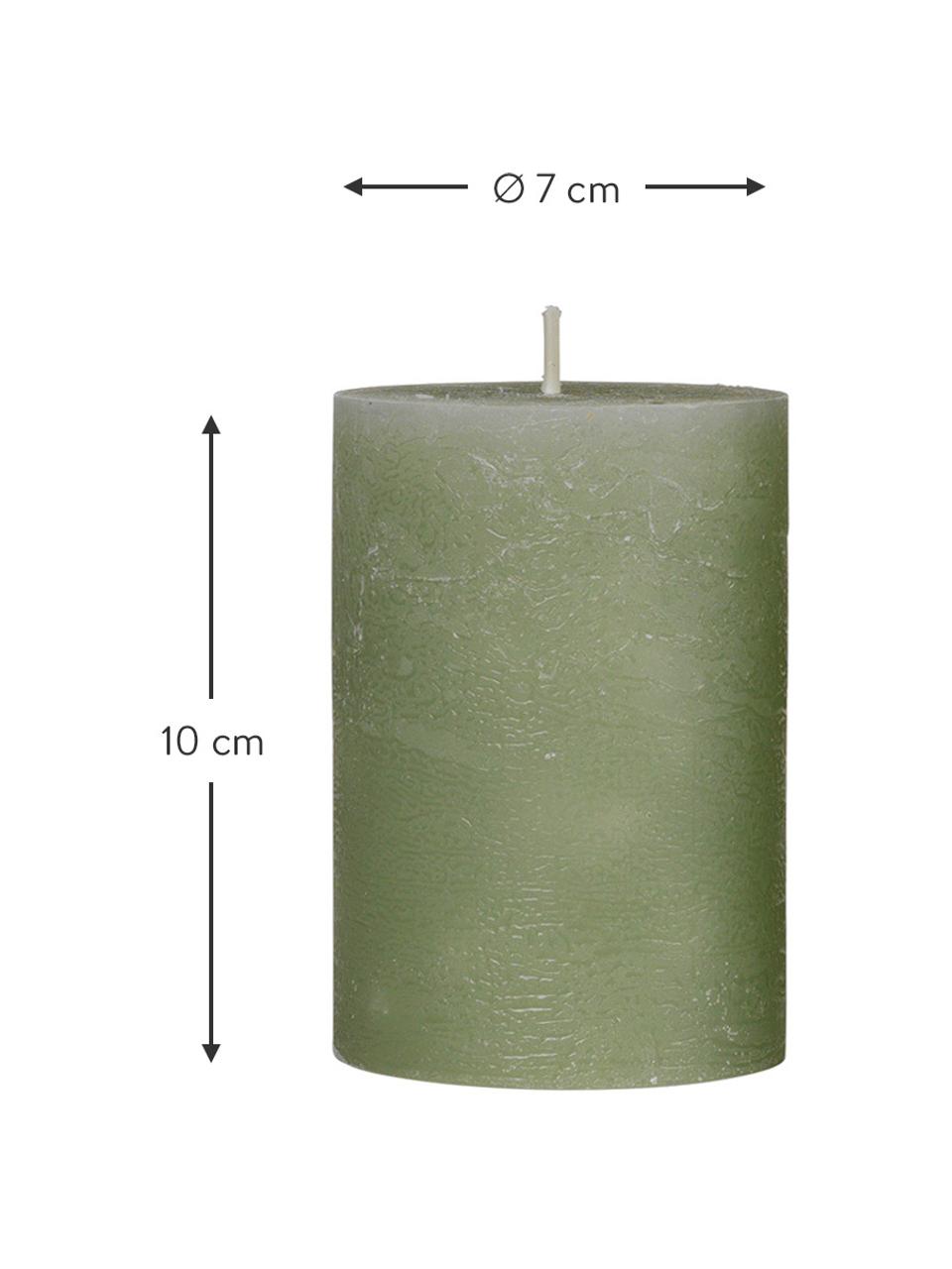Vela pilar artesanal Rustic, Parafina, Verde, Ø 7 x Al 10 cm