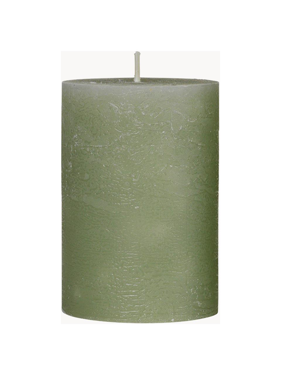 Bougie pilier artisanale Rustic, Paraffine, Vert olive, Ø 7 x haut. 10 cm