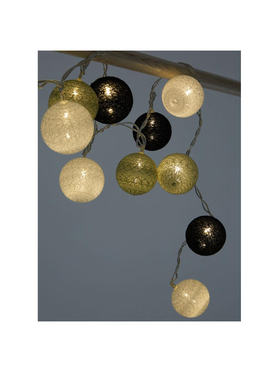 Guirlande lumineuse boule Ball, 150 cm, Gris, noir, blanc
