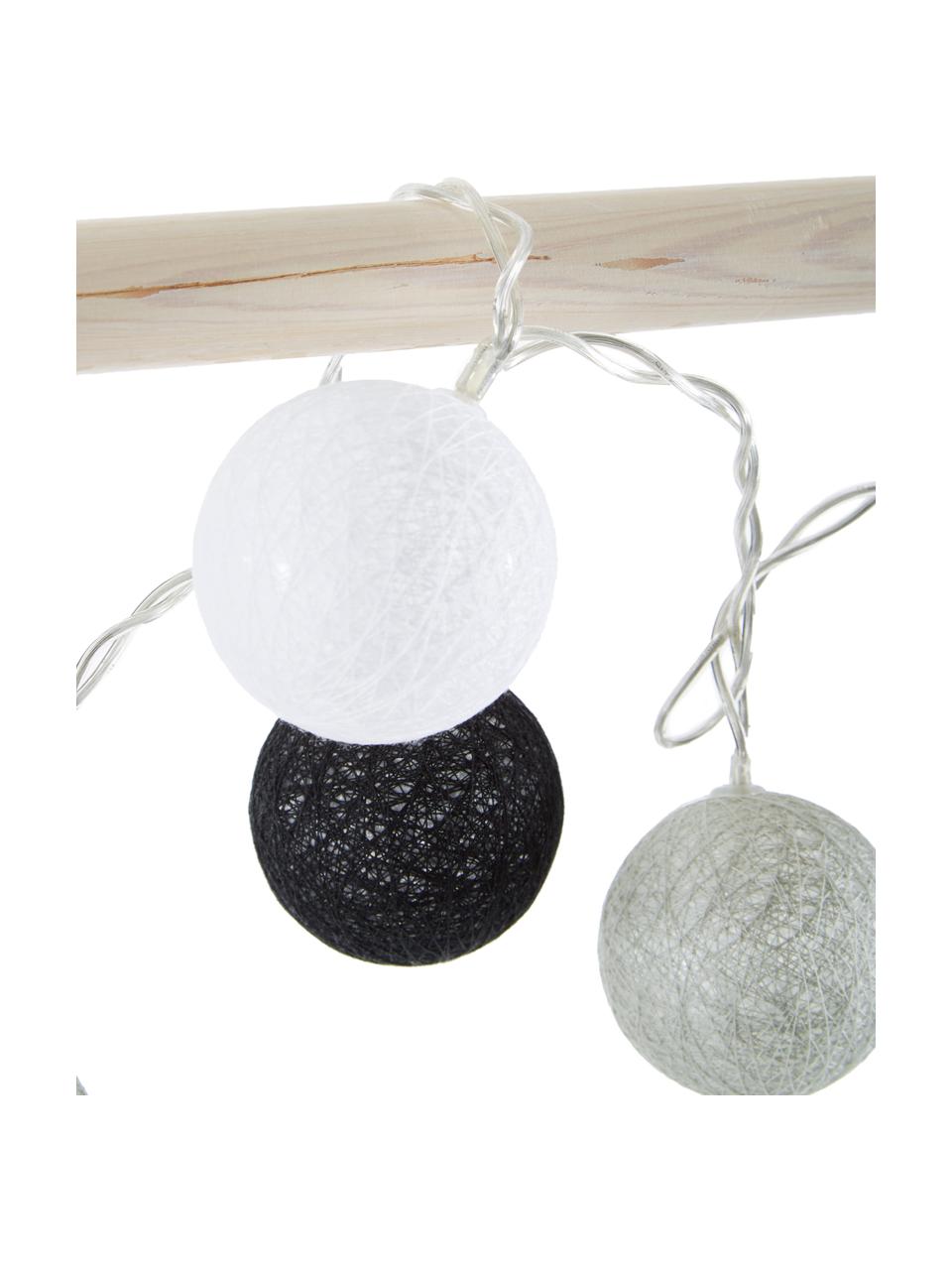 Girlanda świetlna Ball, Tworzywo sztuczne, tkanina, Szary, czarny, biały, 150 cm