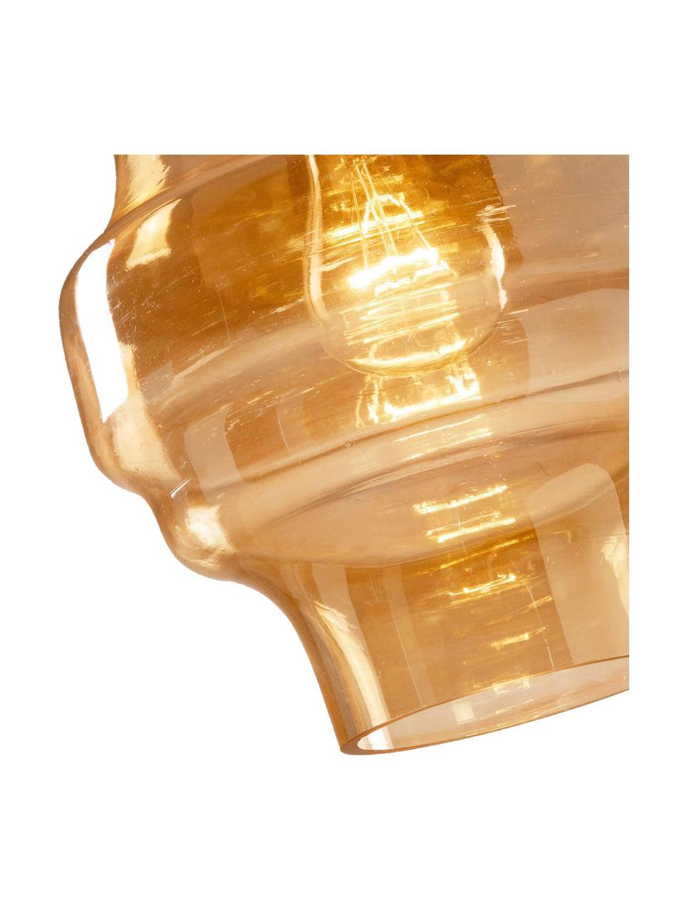 Lampada a sospensione piccola Covell, Paralume: vetro, Baldacchino: metallo rivestito, Ambrato, nero, Ø 23 x Alt. 33 cm
