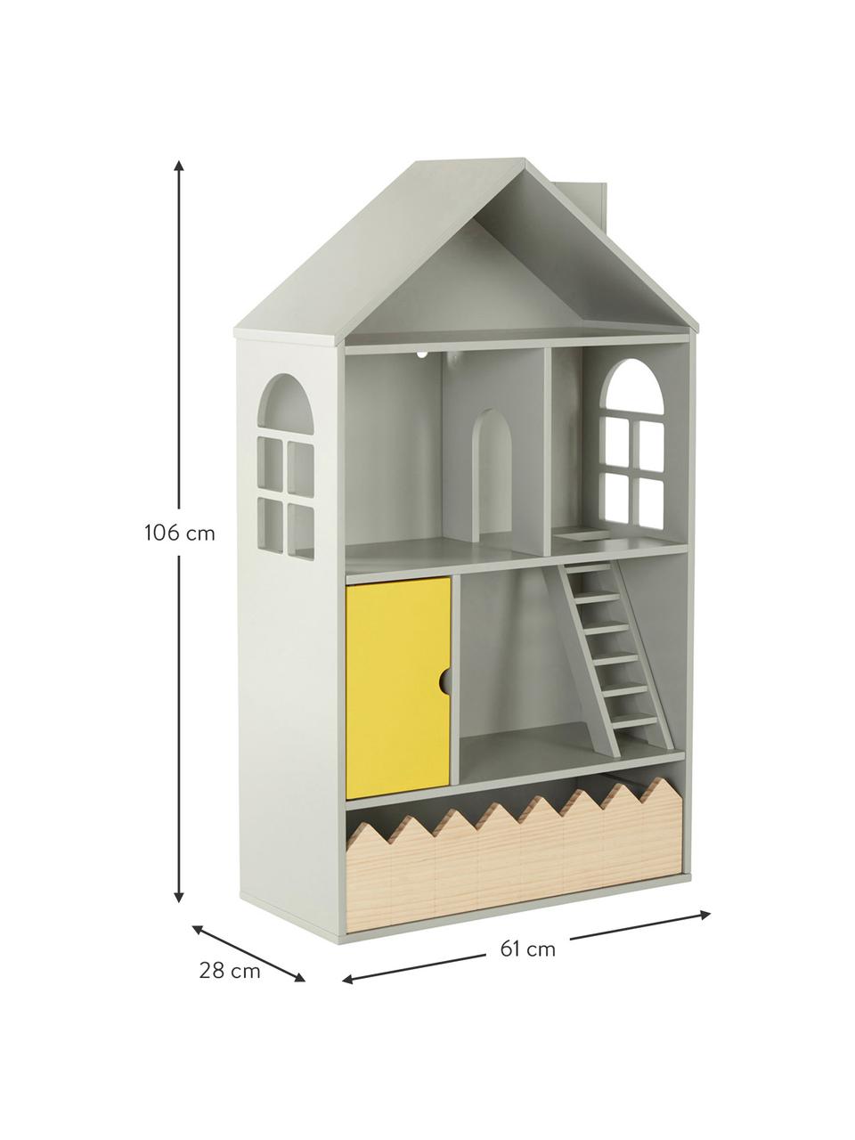 Casita de juguete Mi Casa Su Casa, Madera de pino, tablero de fibras de densidad media (MDF), Gris, amarillo, An 61 x Al 106