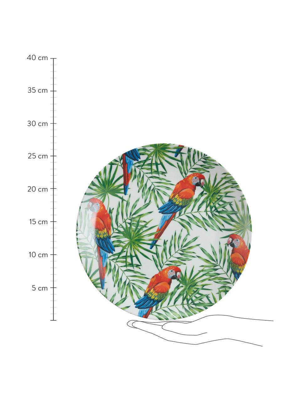 Súprava riadu z porcelánu Parrot Jungle, pre 6 osôb (18 dielov), Porcelán, Zelená, viac farieb, vzorovaná, Súprava s rôznymi veľkosťami
