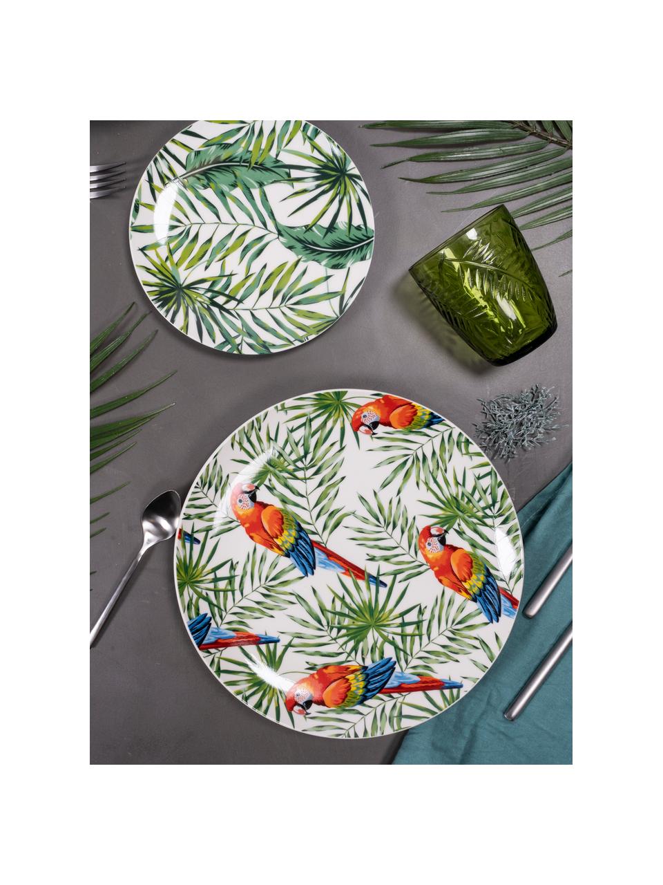 Servizio di piatti in porcellana colorati Parrot Jungle, 6 persone (18 pz), Porcellana, Multicolore, Set in varie misure