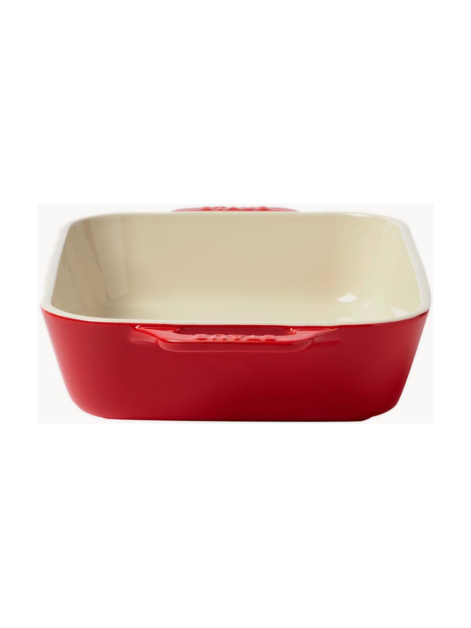 Ovenschalenset Ceramic, set van 2, Keramiek, geëmailleerd, Gebroken wit, rood, Set met verschillende formaten