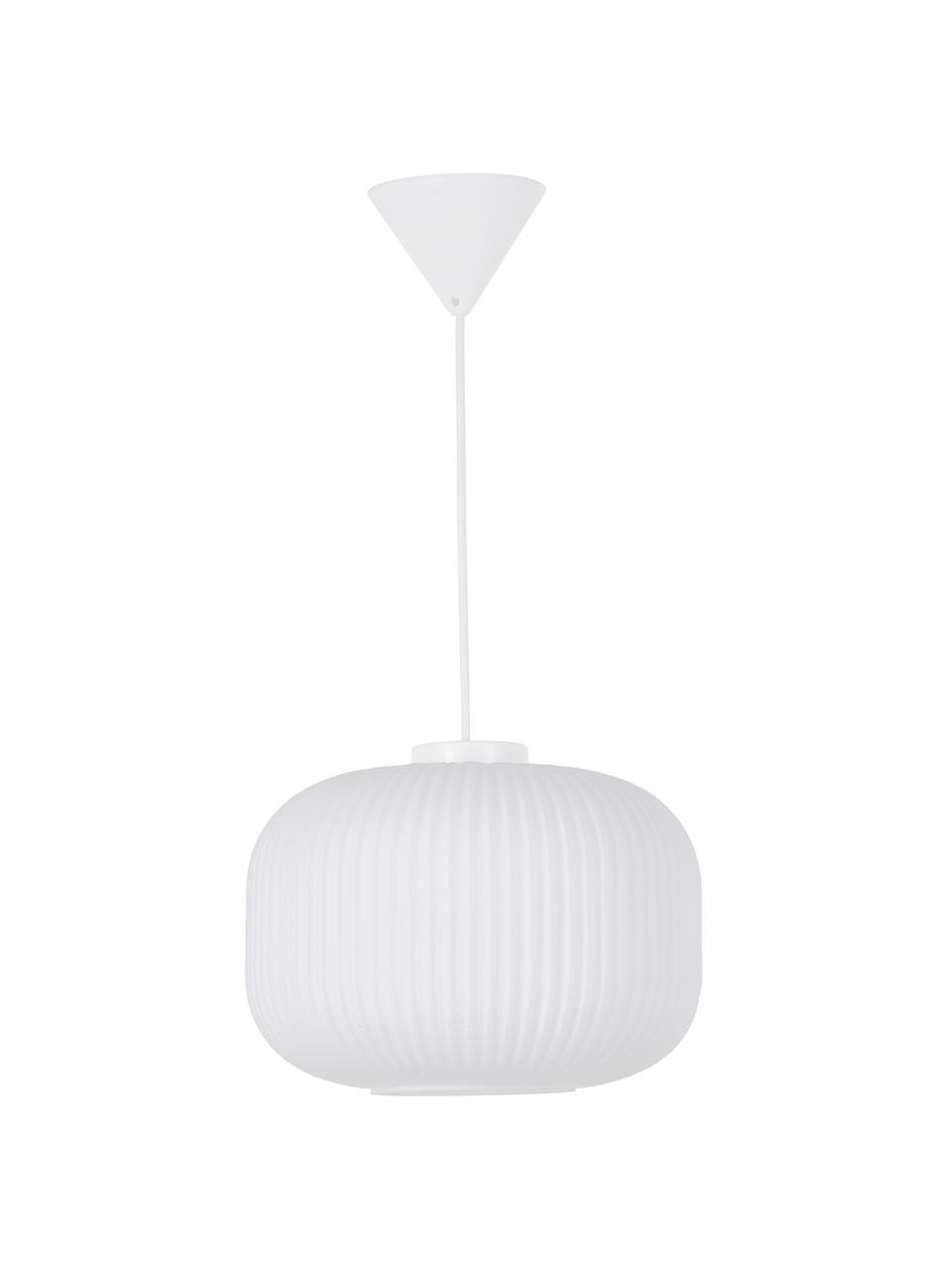 Suspension en verre opalescent Milford, Blanc, Ø 30 x haut. 24 cm
