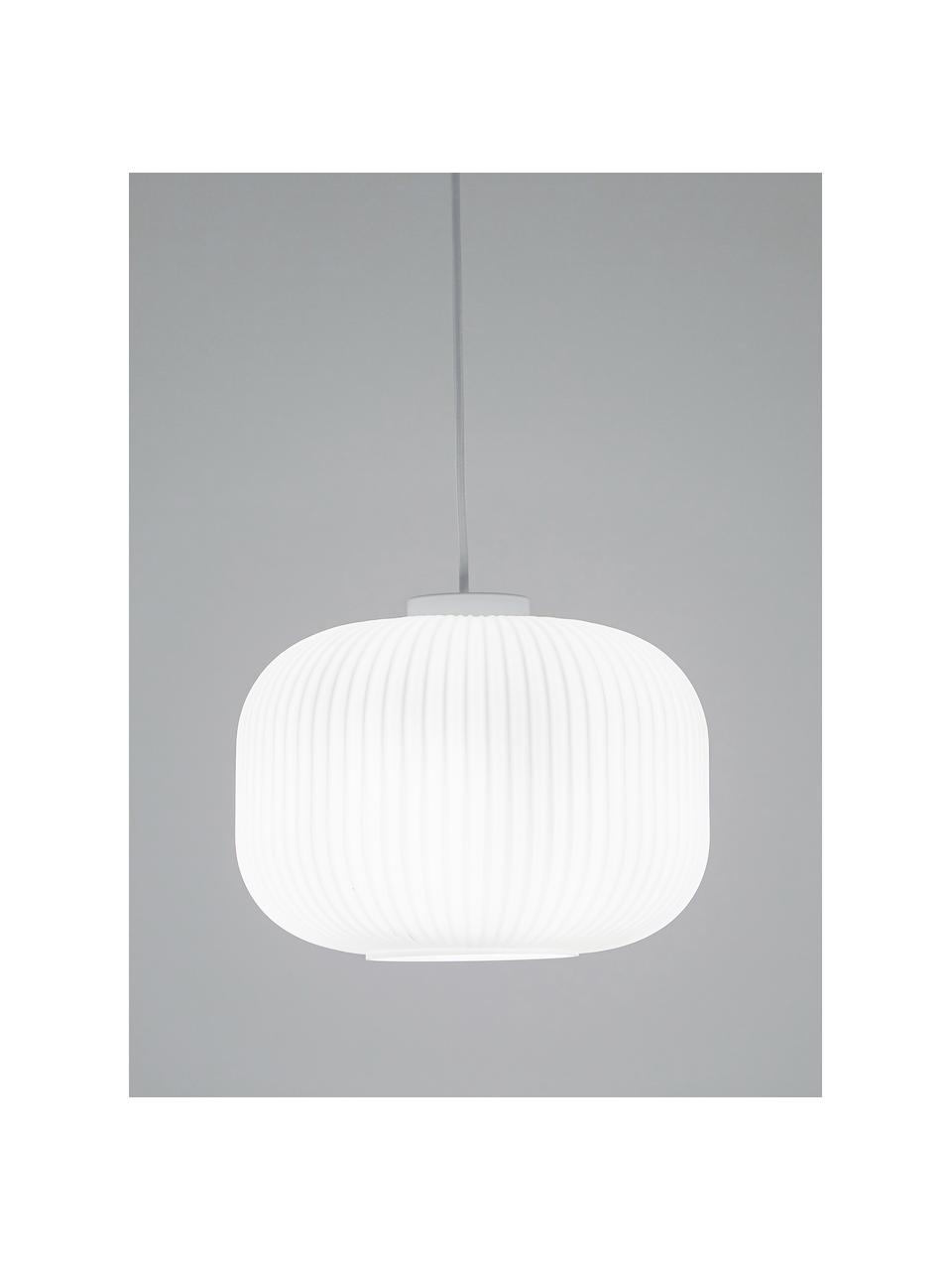 Závesná lampa z opálového skla Mildford, Biela, Ø 30 x V 24 cm