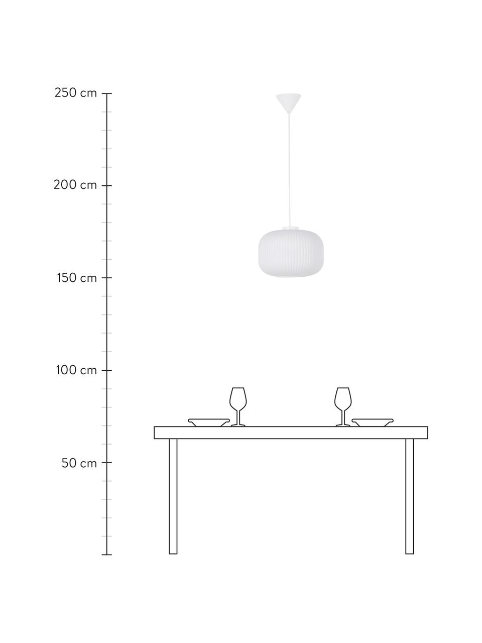 Lampa wisząca ze szkła opalowego Mildford, Biały, Ø 30 x W 24 cm