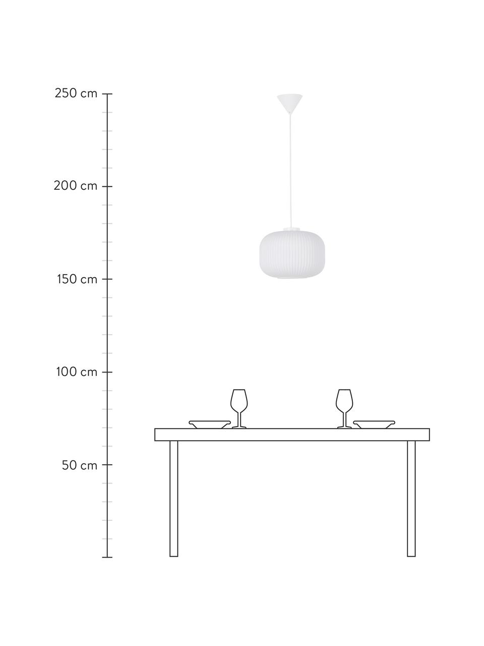 Lámpara de techo de vidrio opalino Mildford, Pantalla: vidrio opalino, Anclaje: plástico, Cable: cubierto en tela, Blanco, Ø 30 x Al 28 cm