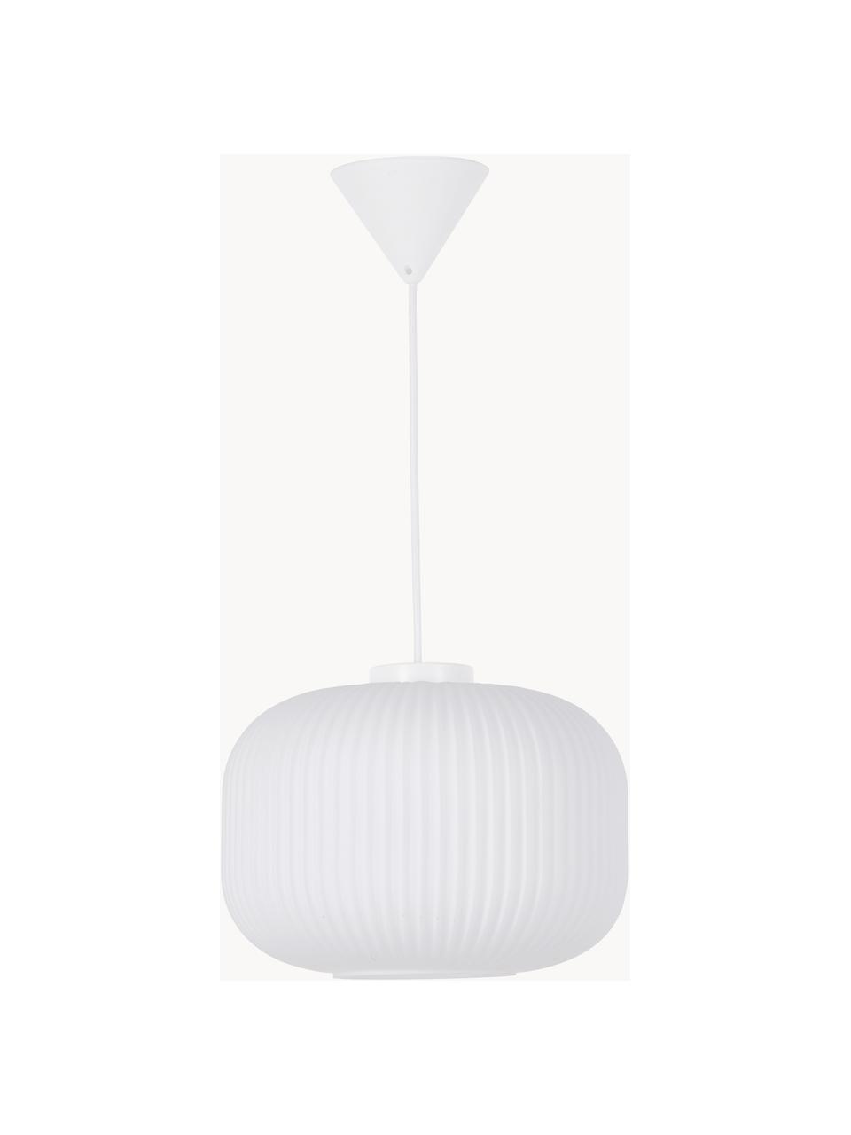 Hanglamp Milford van opaalglas, Lampenkap: opaalglas, mondgeblazen, Wit, Ø 30 x H 24 cm