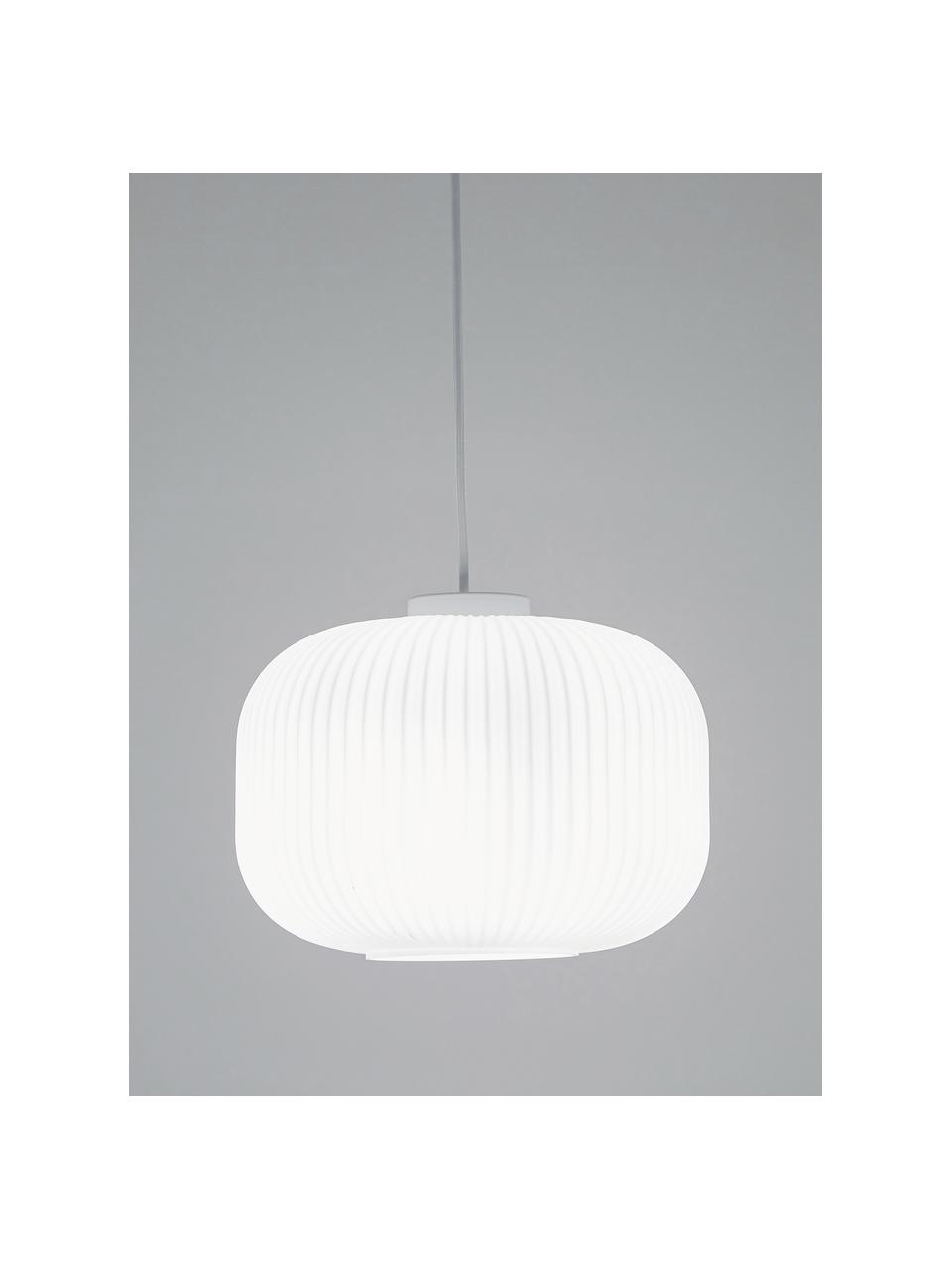 Hanglamp Milford van opaalglas, Lampenkap: opaalglas, mondgeblazen, Wit, Ø 30 x H 24 cm