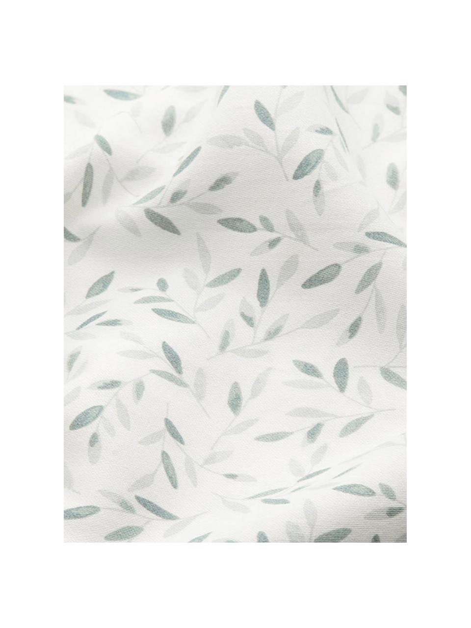 Matelas à langer en coton bio Green Leaves, Blanc, vert, imprimé, larg. 30 x long. 70 cm