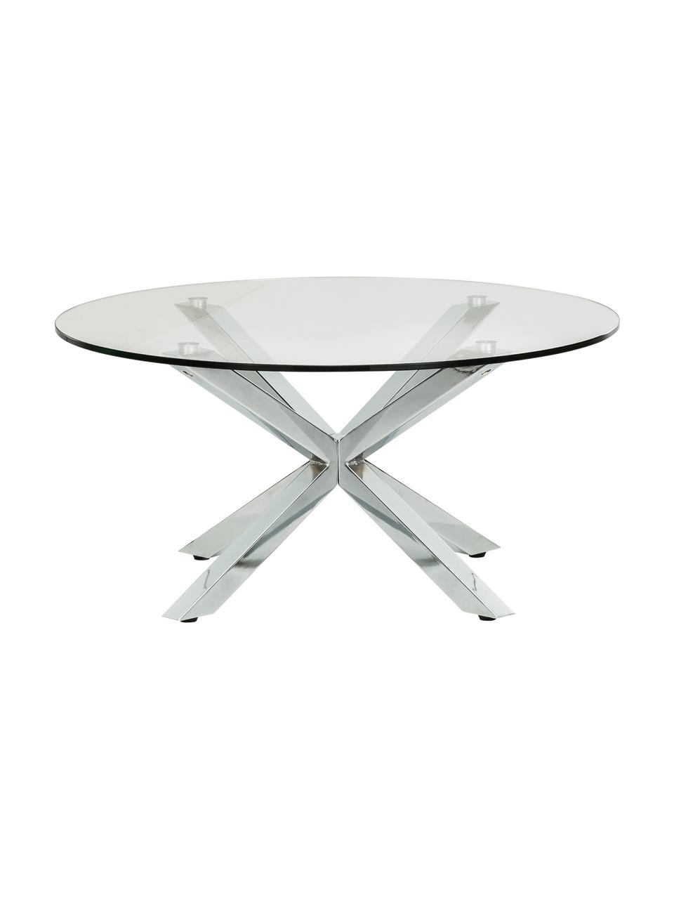 Table basse ronde en métal et verre Emilie, Transparent, chrome, Ø 82 x haut. 40 cm
