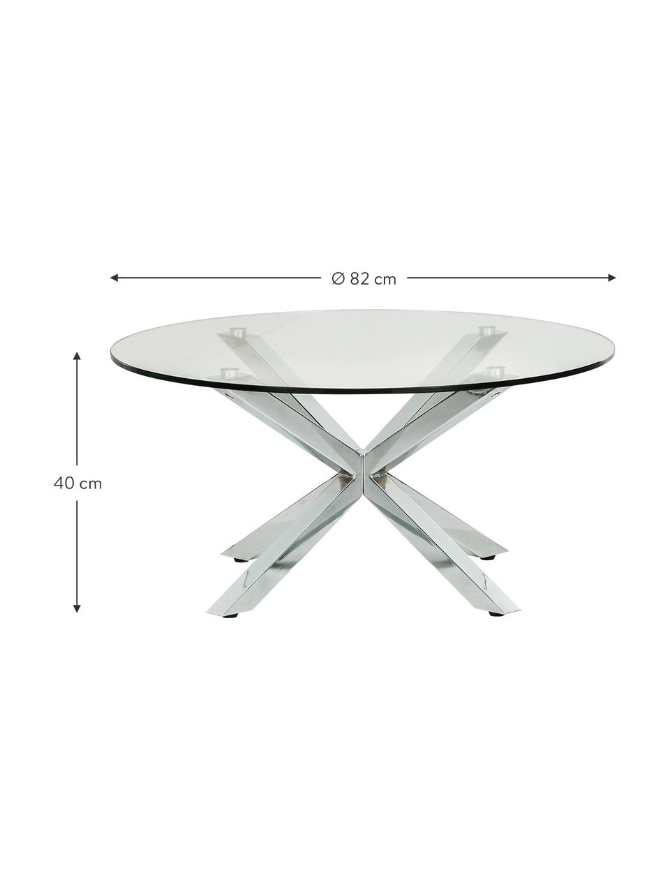 Okrúhly konferenčný stolík so sklenenou doskou Emilie, Priehľadná, odtiene chrómovej, Ø 82 x V 40 cm