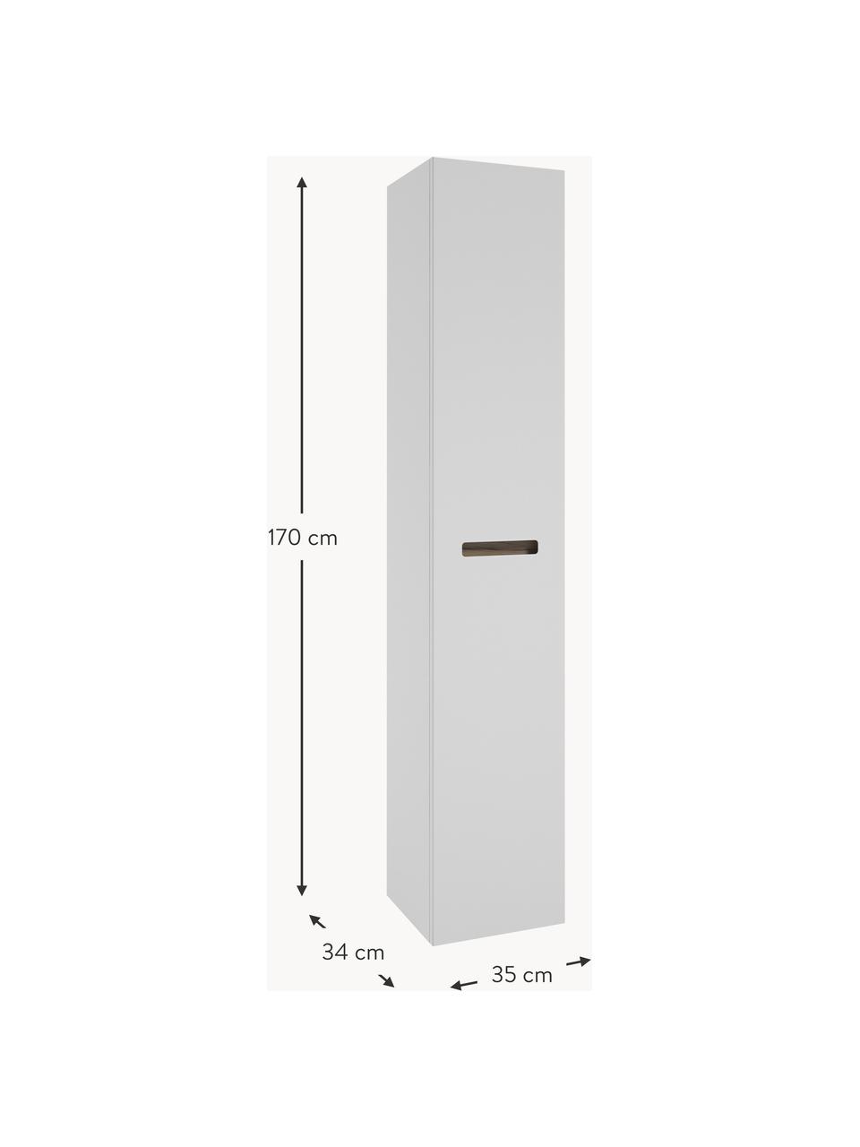 Hoge badkamerkast Senso, B 35 cm, Spaanplaat, MDF, 4 glazen planken, Wit, B 35 x H 170 cm