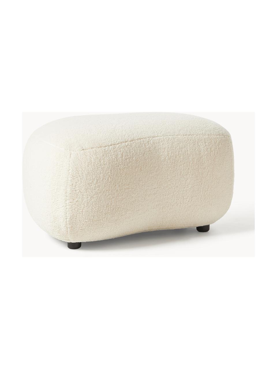 Pouf en tissu peluche Alba, Peluche blanc cassé, larg. 70 x haut. 42 cm, courbé à gauche