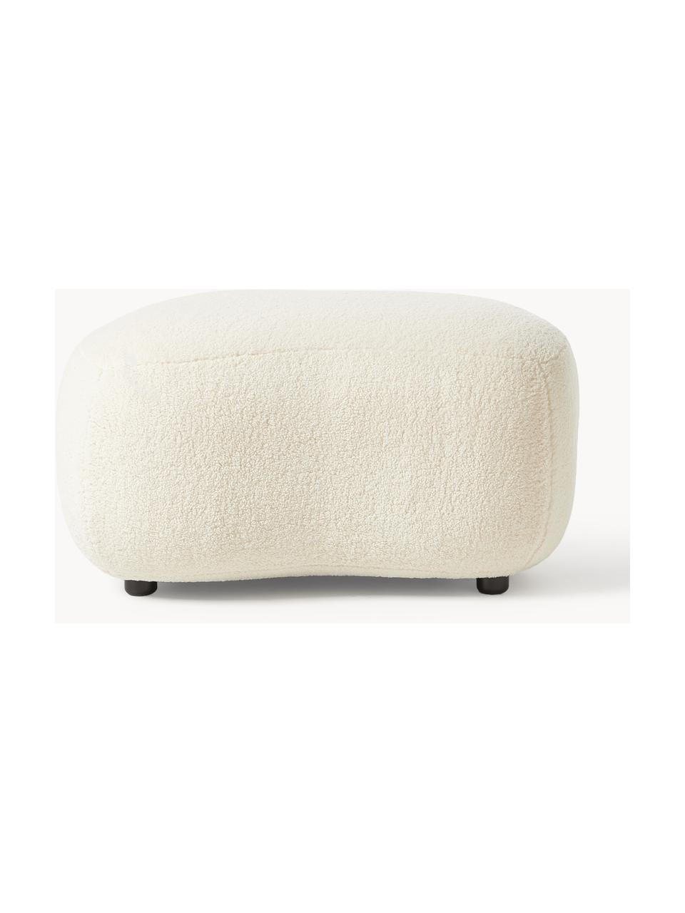 Pouf en tissu peluche Alba, Peluche blanc cassé, larg. 70 x haut. 42 cm, courbé à gauche