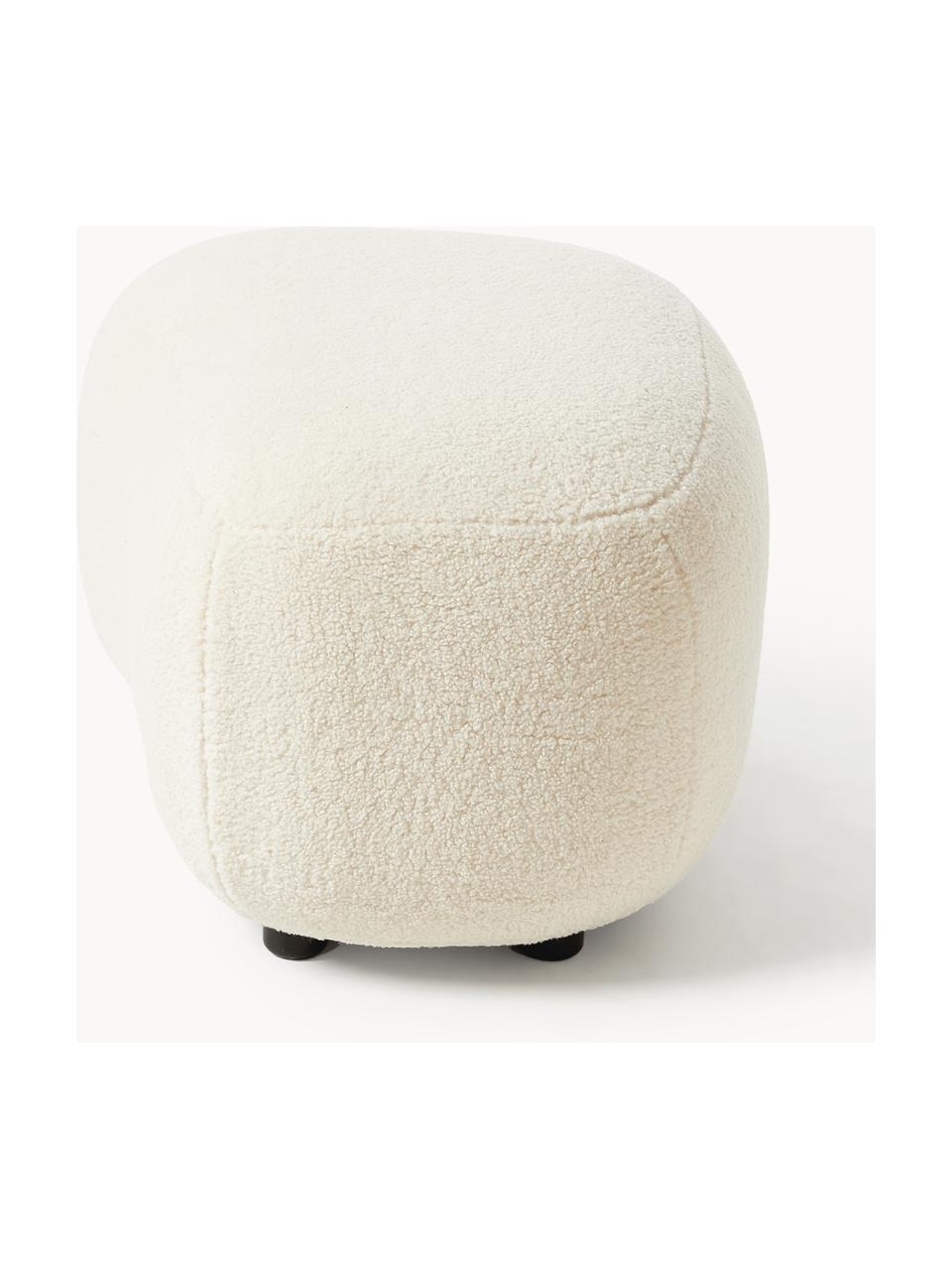 Pouf en tissu peluche Alba, Peluche blanc cassé, larg. 70 x haut. 42 cm, courbé à gauche