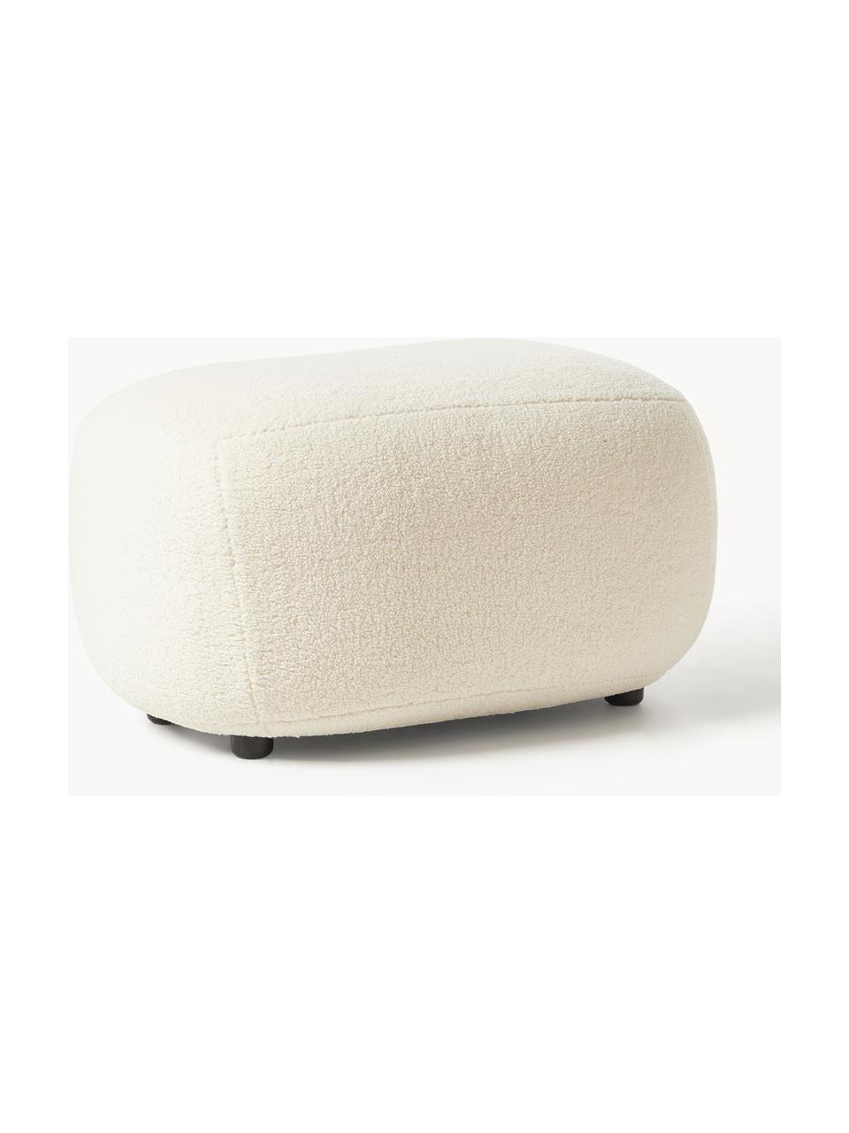 Pouf en tissu peluche Alba, Peluche blanc cassé, larg. 70 x haut. 42 cm, courbé à gauche