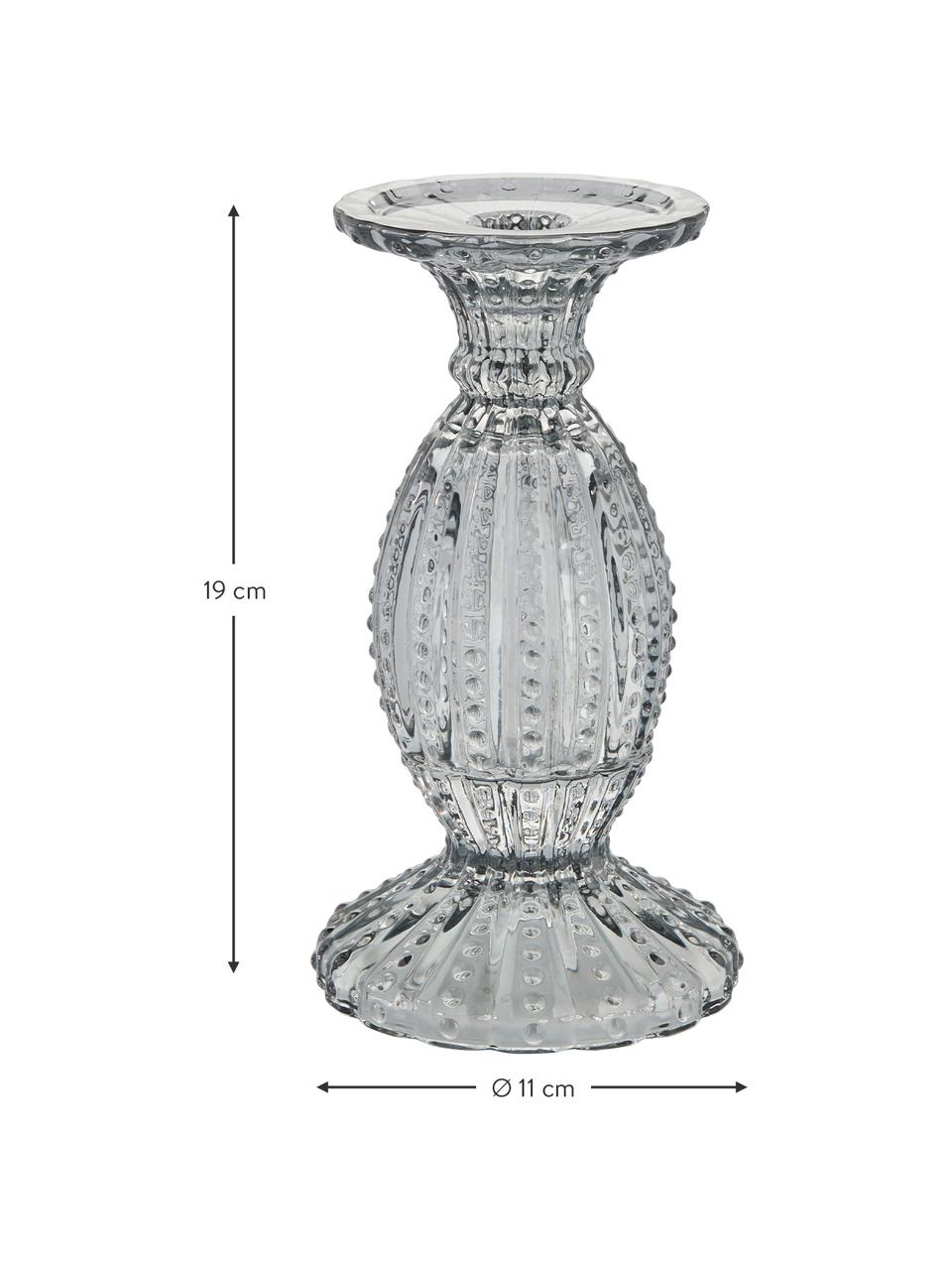 Candelabro in vetro Silva, Vetro, Grigio trasparente, Ø 11 x Alt. 19 cm