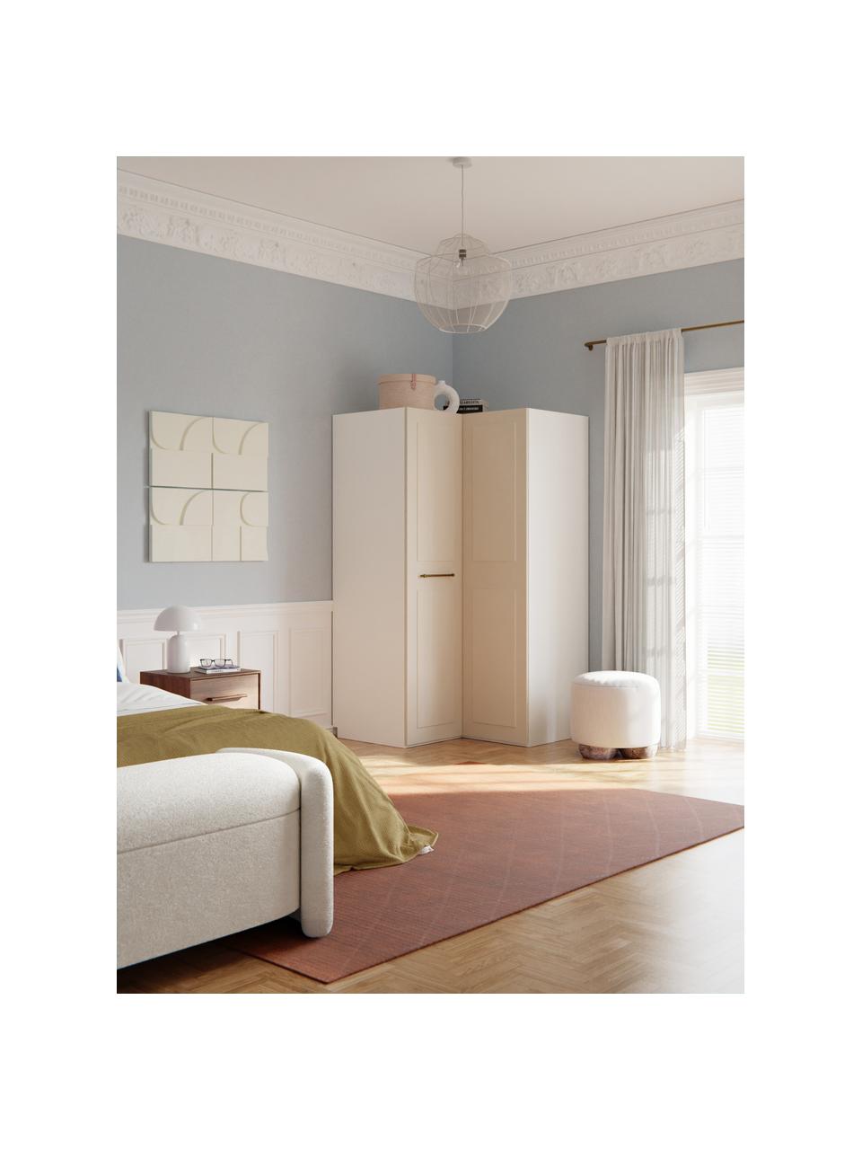 Modulaire hoekkast Charlotte, 115 cm breed, Frame: met melamine beklede spaa, Beige, Hoekmodule, B 115 x H 200 cm