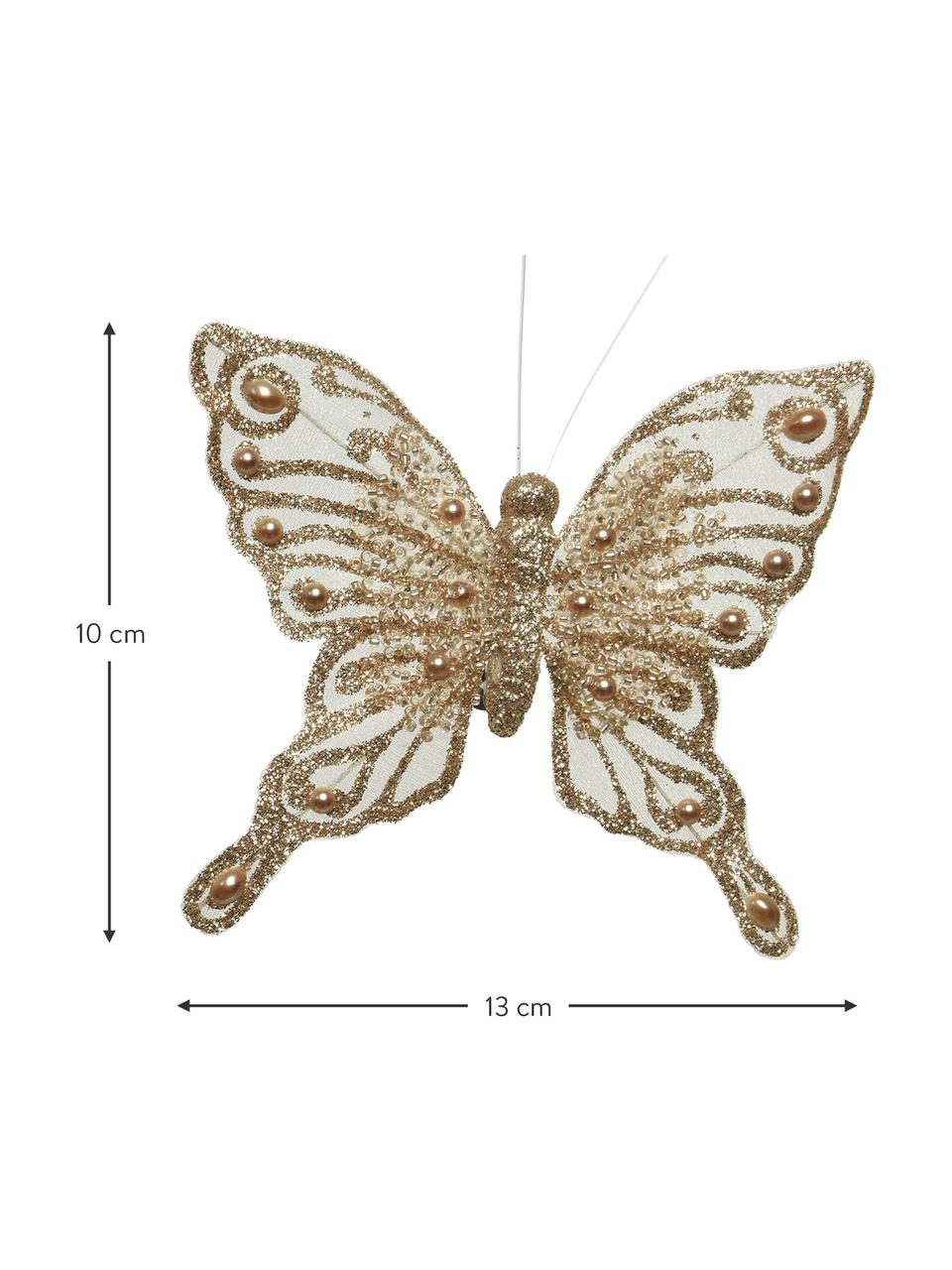 Závěsné dekorace Butterflies, 3 ks, Umělá hmota, Zlatá, bílá, Sada s různými velikostmi