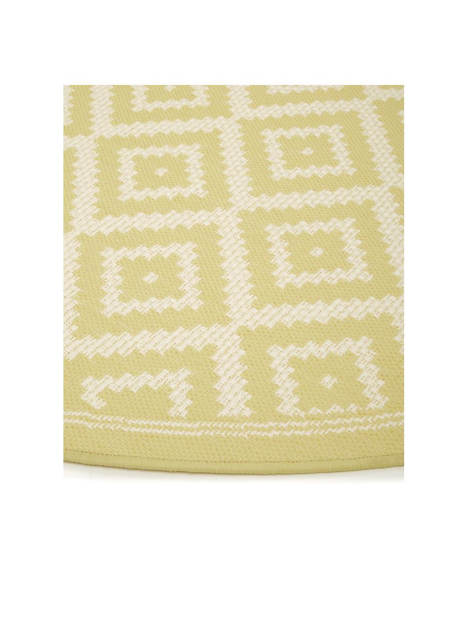 Tapis extérieur rond jaune Miami, Blanc, jaune