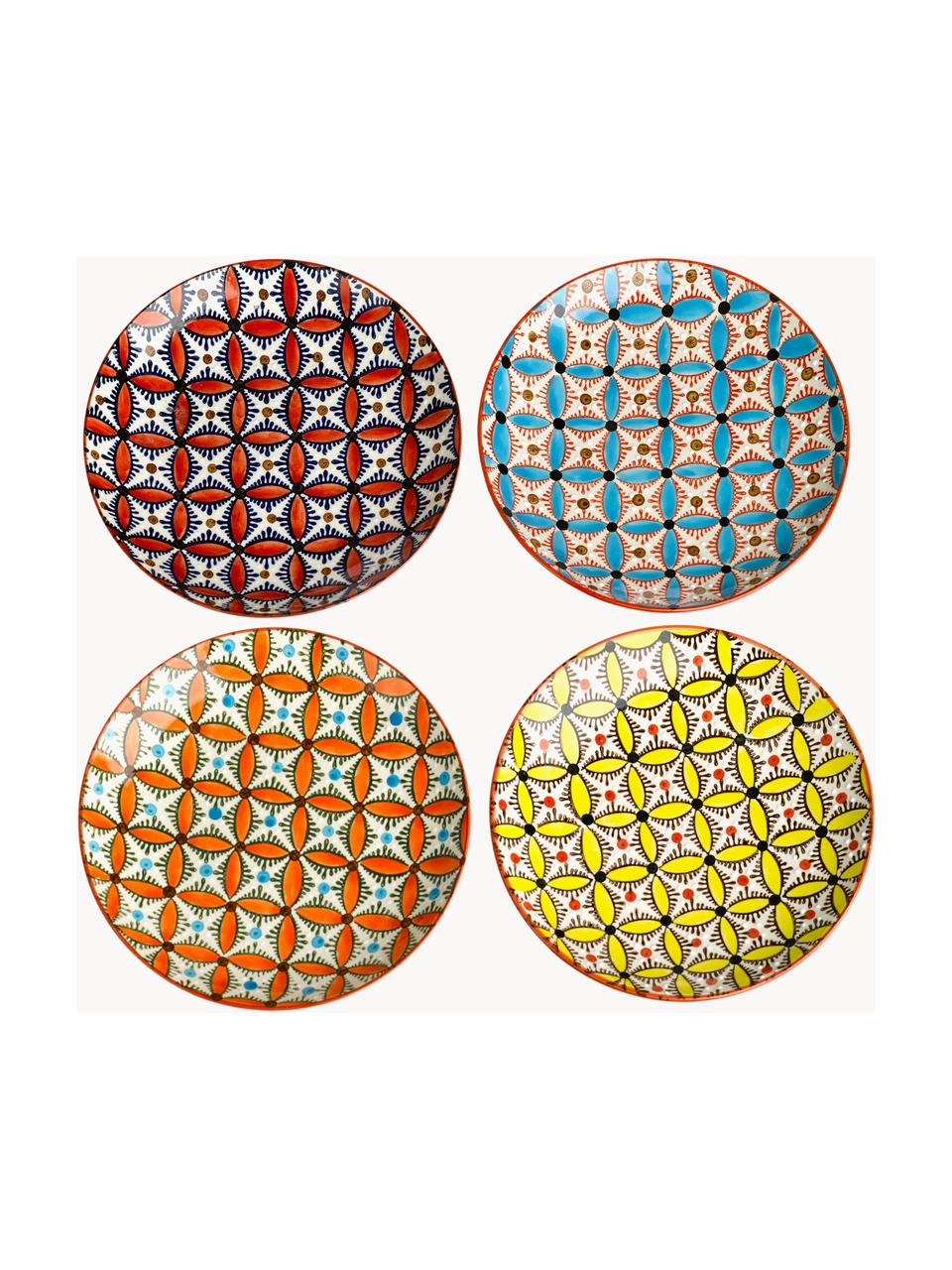 Súprava raňajkových tanierov Hippy, 4 ks, Keramika, Žltá, terakotová, oranžová, svetlomodrá, Ø 20 cm