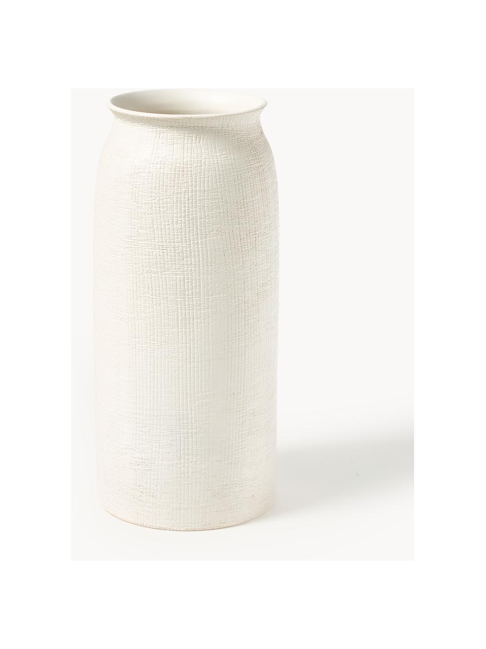 Vase Benedita, H 40 cm, Steinzeug, Off White, Ø 18 x H 40 cm