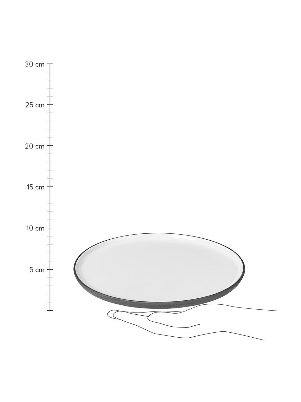 Handgemachter Frühstücksteller Esrum matt/glänzend, 4 Stück, Unten: Steingut, naturbelassen, Elfenbeinfarben, Graubraun, Ø 21 cm