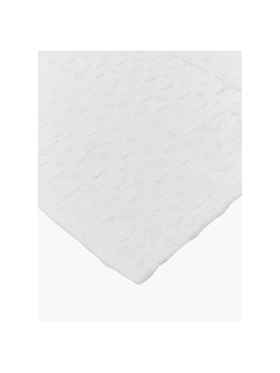 Přehoz s vaflovou strukturou Panal, 100 % bavlna, Bílá, Š 180 cm, D 260 cm (pro postele s rozměry až 140 x 200 cm)