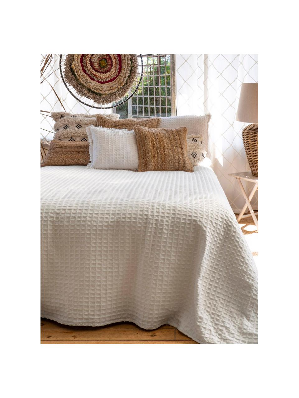 Wafelpiqué bedsprei Panal, 100% katoen, Wit, B 180 x L 260 cm (voor bedden tot 140 x 200)