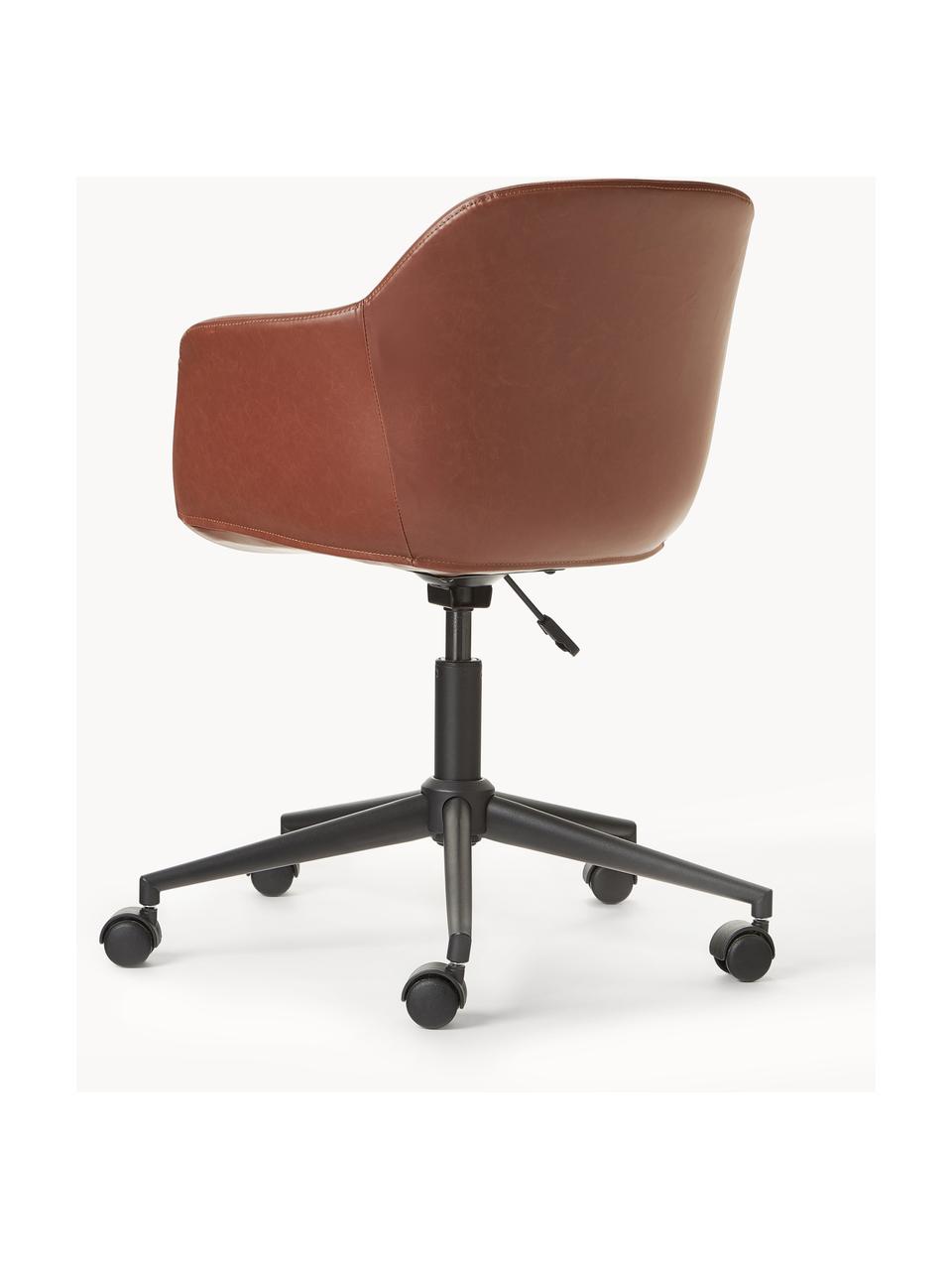 Chaise de bureau avec assise étroite en cuir synthétique Fiji, Cuir synthétique nougat, larg. 66 x prof. 66 cm