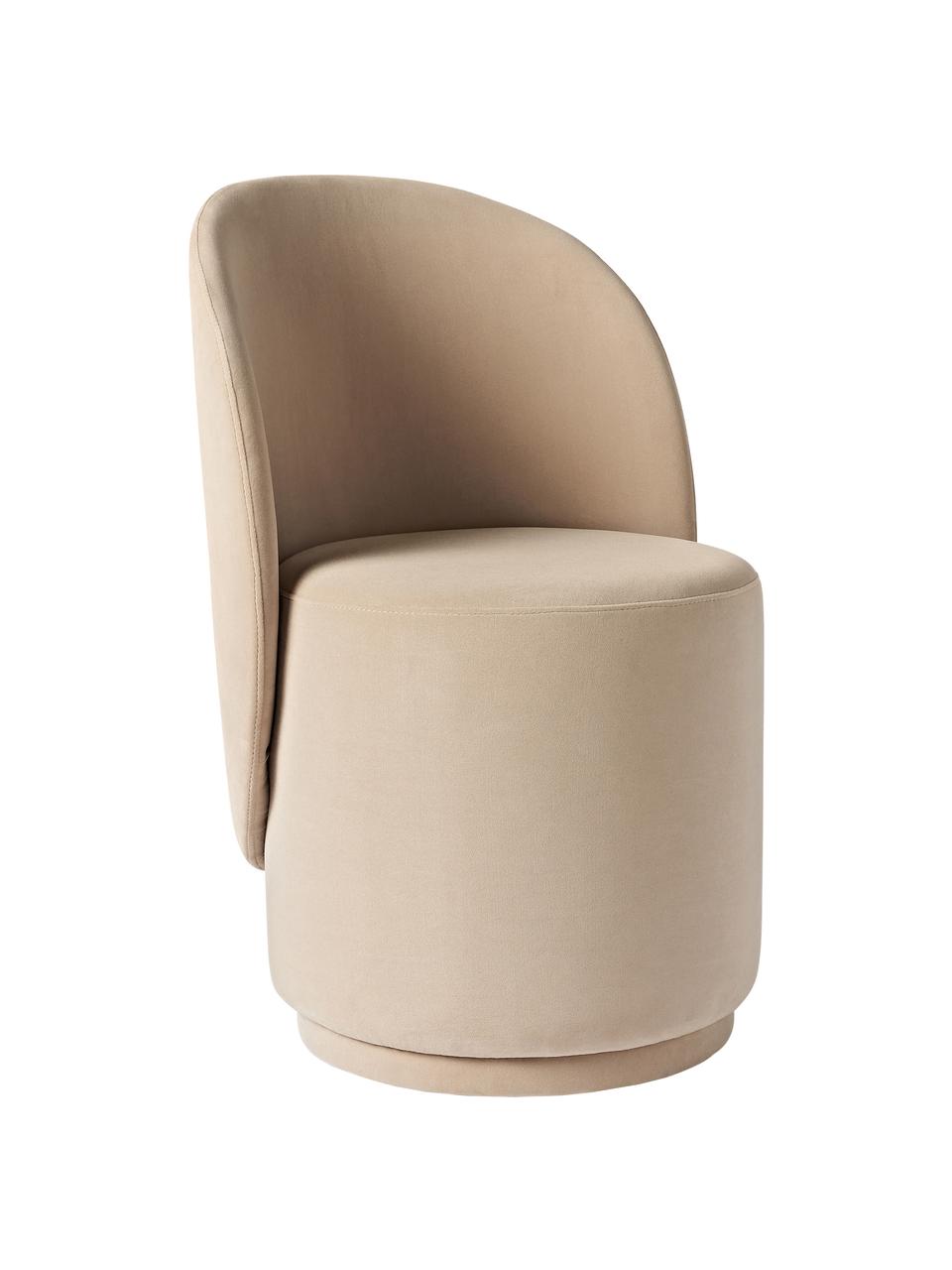 Sedia imbottita in velluto Zeyno, Velluto (100% poliestere), Velluto beige scuro, Larg. 54 x Alt. 82 cm