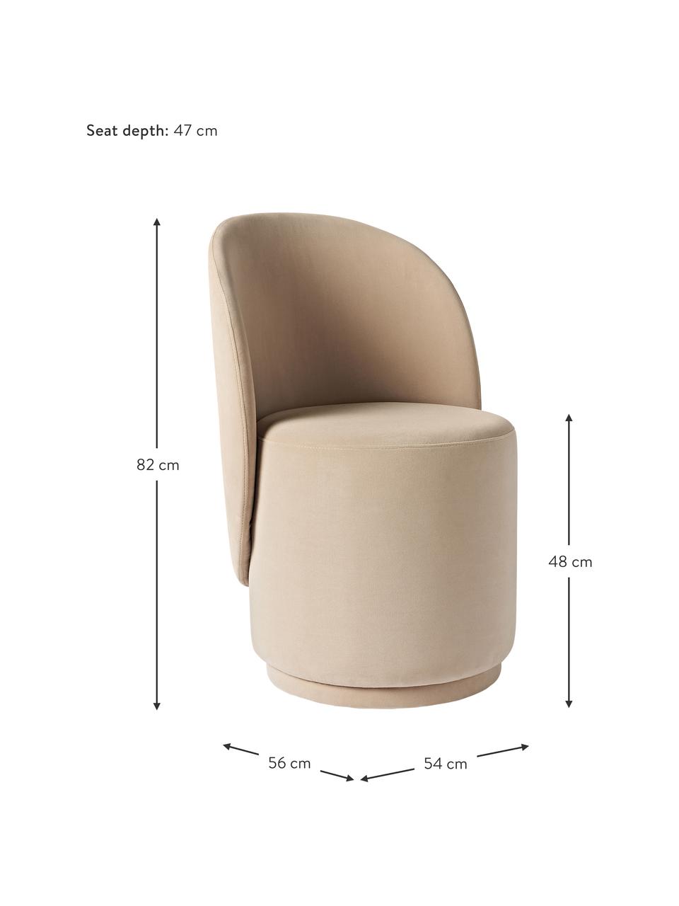 Silla tapizada en terciopelo Zeyno, Terciopelo (100% poliéster), Terciopelo beige oscuro, An 54 x Al 82 cm