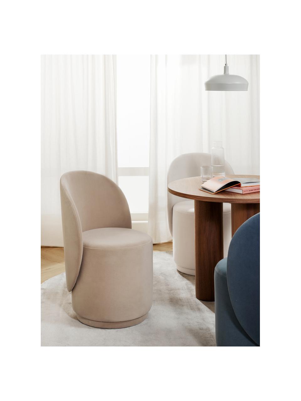 Chaise en velours rembourrée Zeyno, Velours (100 % polyester), Velours beige foncé, larg. 54 x haut. 82 cm