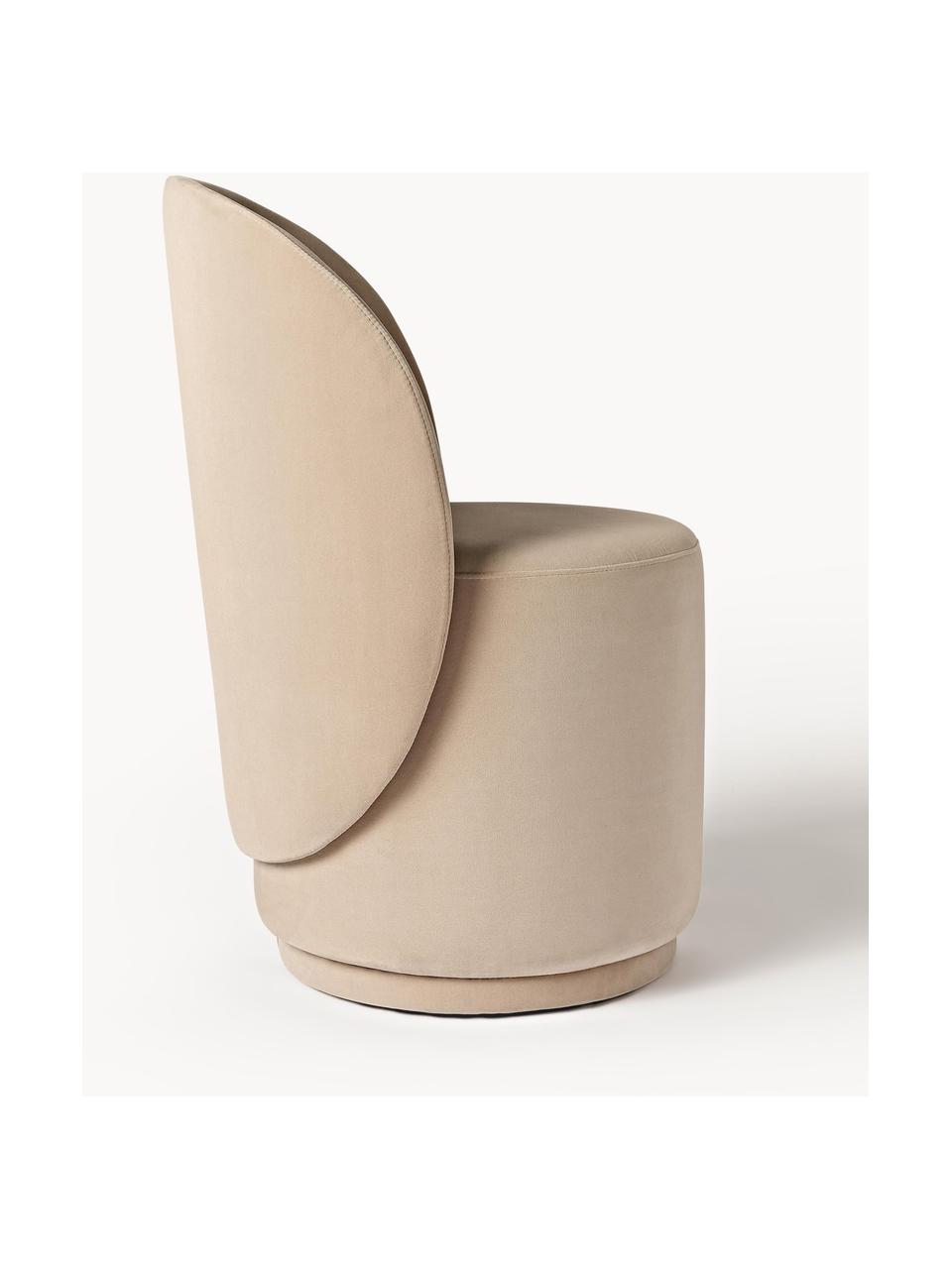 Chaise rembourrée en velours Zeyno, Velours (100 % polyester), Velours beige, larg. 54 x haut. 82 cm