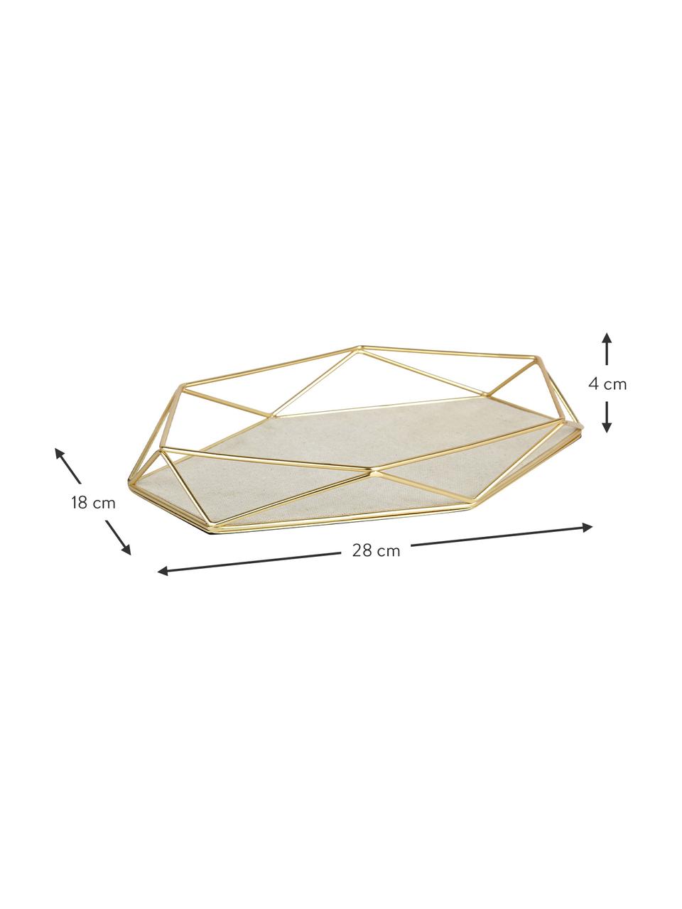 Bandeja decorativa Prisma, Estructura: acero, latón, Latón, beige, An 28 x F 18 cm