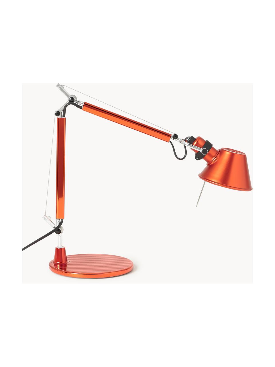 Lampa biurkowa Tolomeo Micro, Stelaż: aluminium powlekane, Pomarańczowy, S 45 x W 37-73 cm