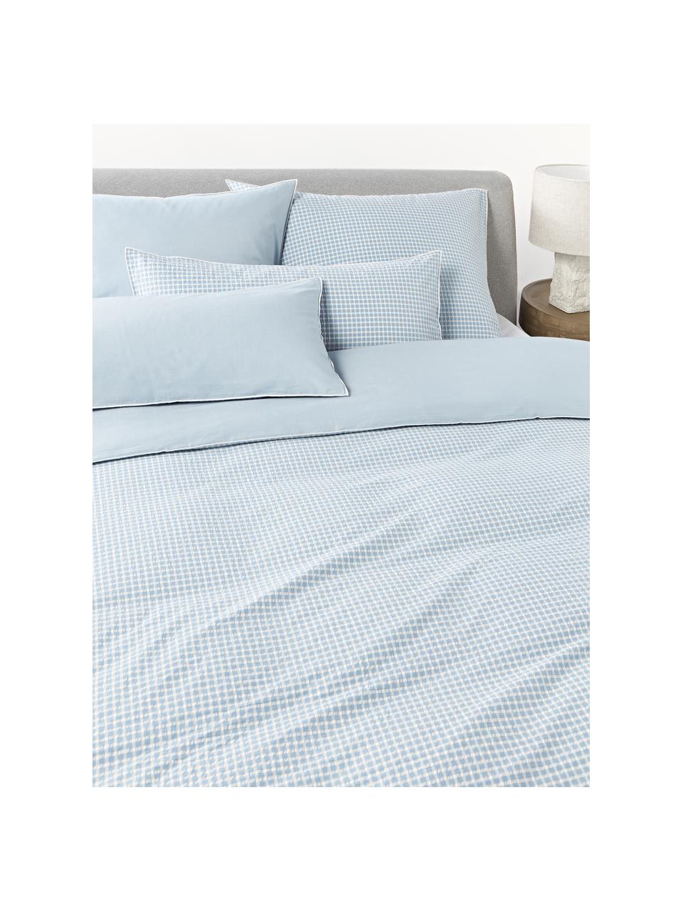 Funda nórdica de sirsaca Davey, Azul claro, blanco, Cama 90 cm (155 x 220 cm)