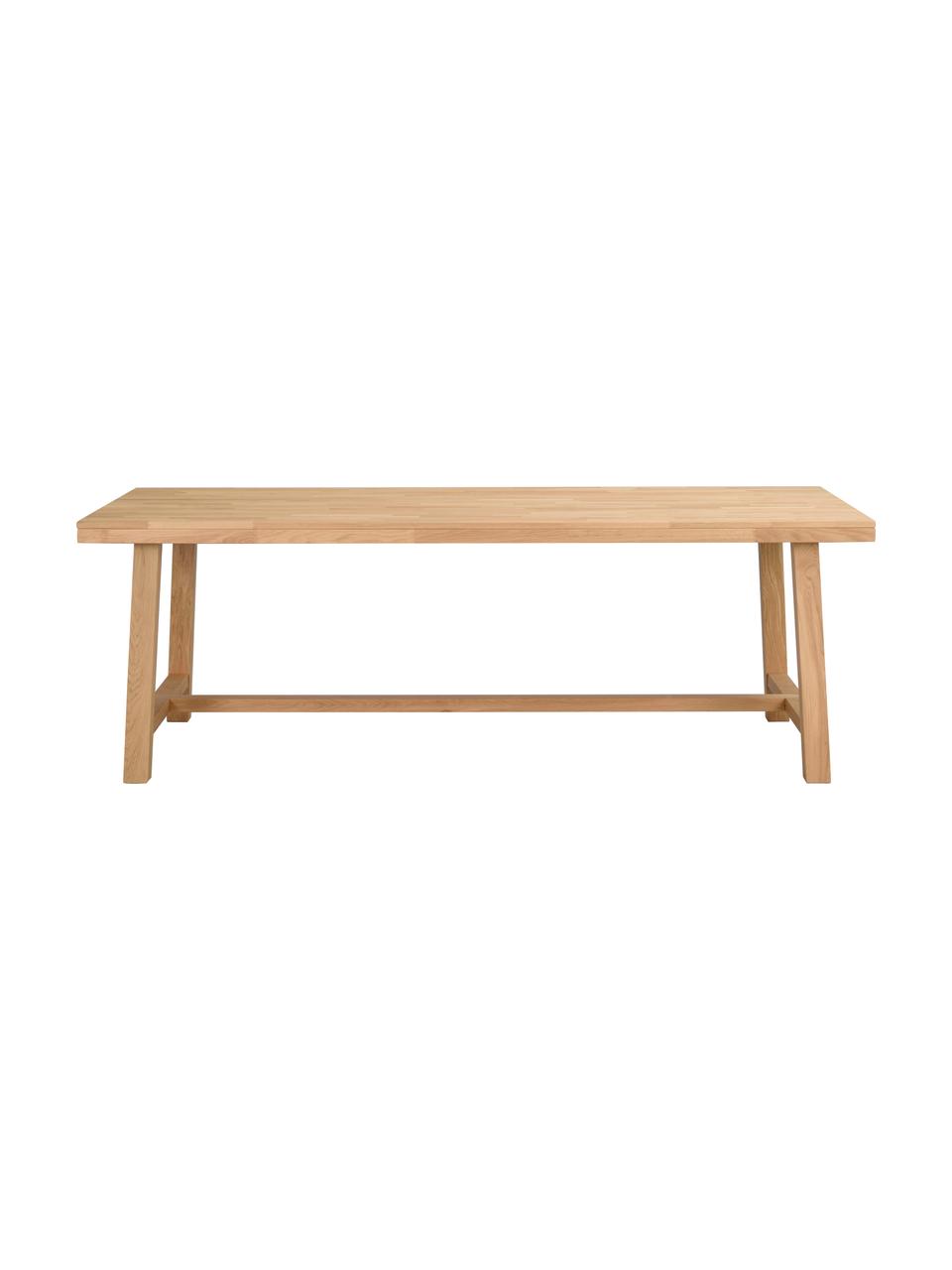 Verlengbare eettafel Brooklyn met massief houten blad, 220 - 270 x 95 cm, Massief transparant gelakt eikenhout, Eikenhout, B 220 tot 270 x D 95 cm