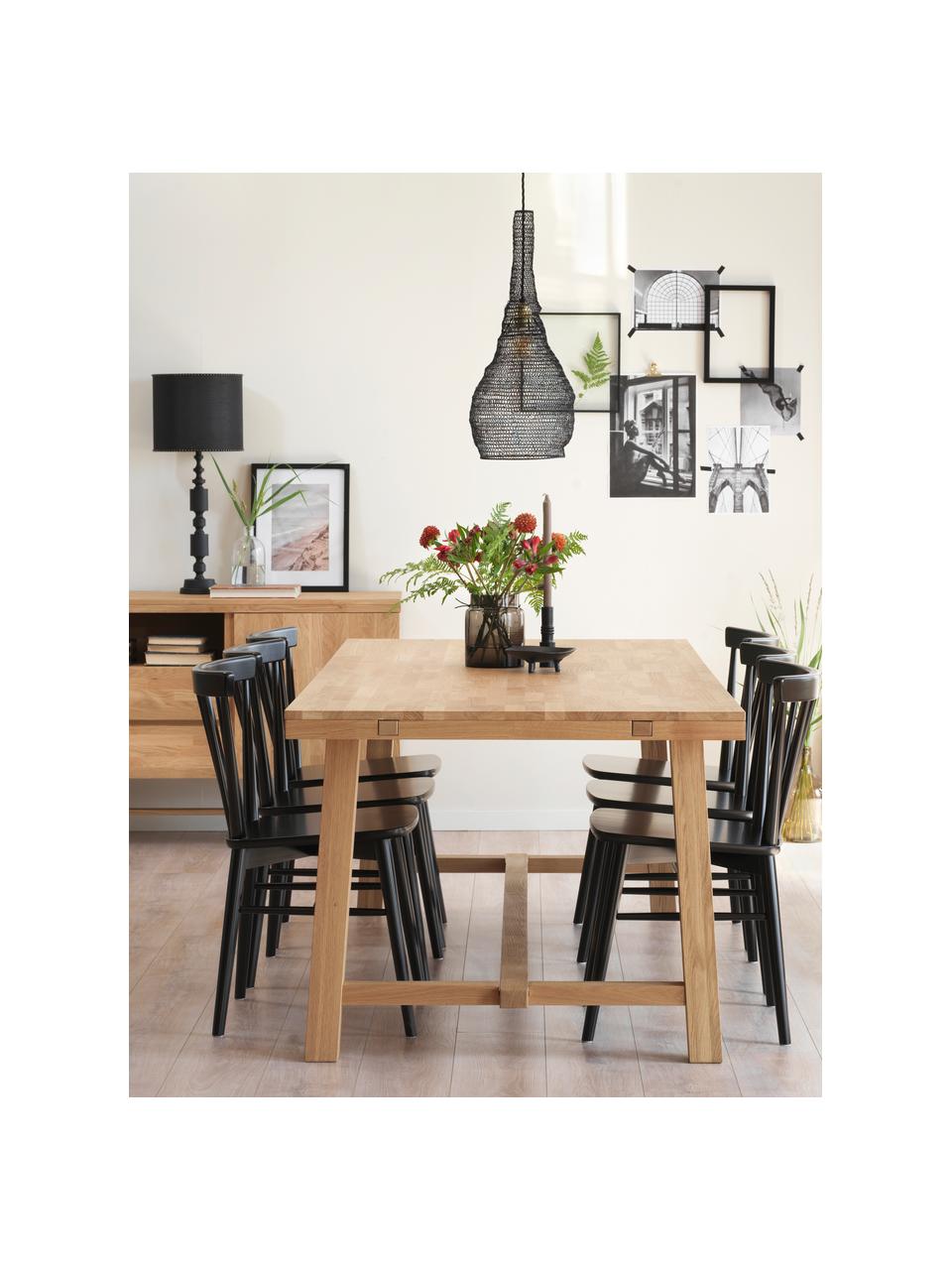 Verlengbare eettafel Brooklyn met massief houten blad, 220 - 270 x 95 cm, Massief transparant gelakt eikenhout, Eikenhout, B 220 tot 270 x D 95 cm