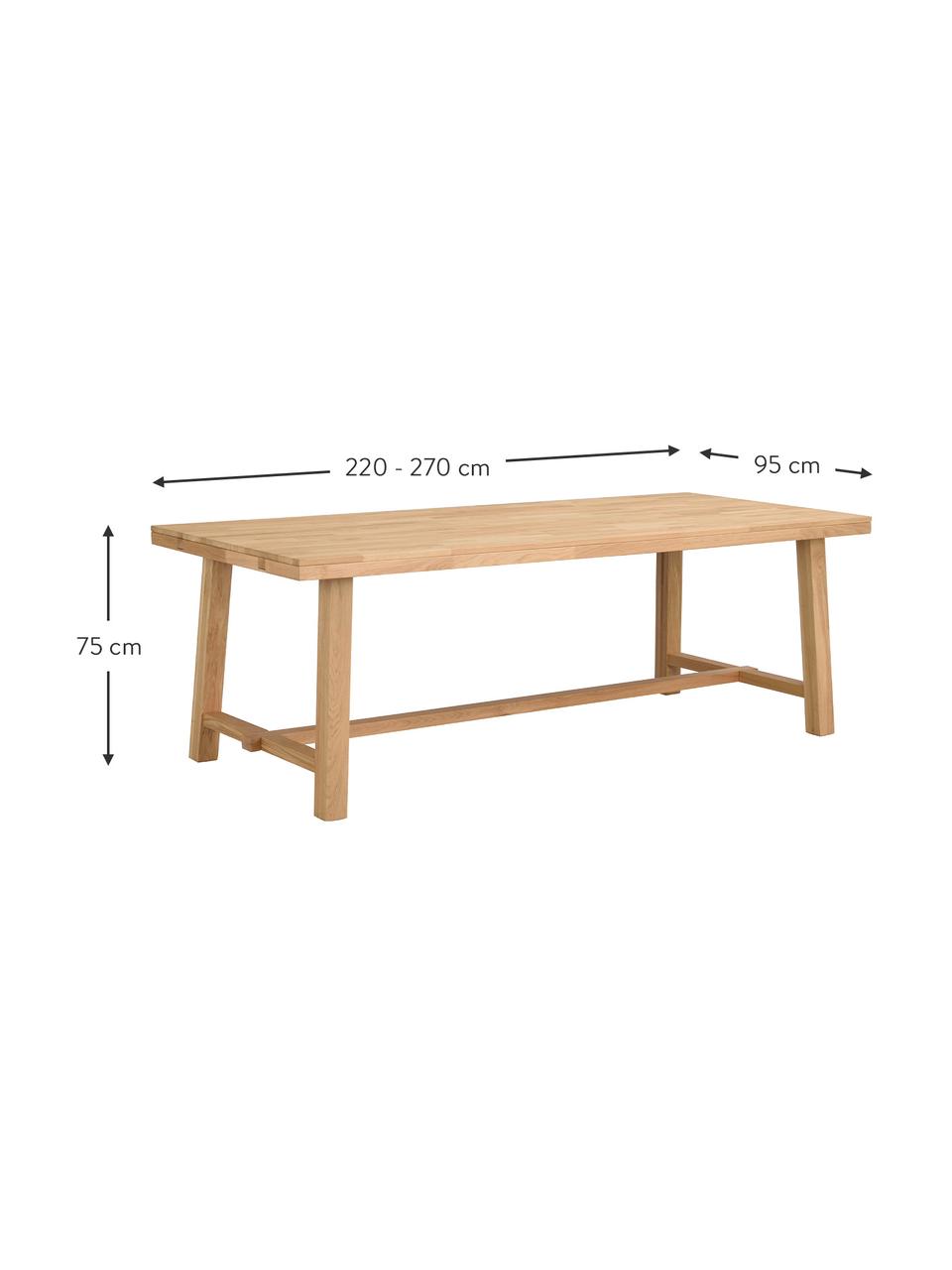 Rozkladací jedálenský stôl s masívnou drevenou doskou Brooklyn, 220 - 270 x 95 cm, Dubové drevo