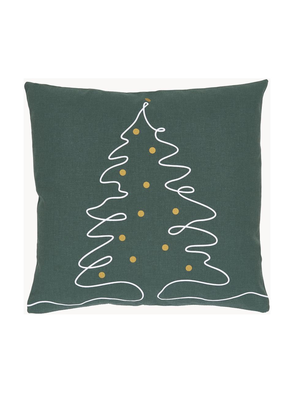 Kissenhülle Lines Tree, 100 % Baumwolle, Dunkelgrün, B 45 x L 45 cm