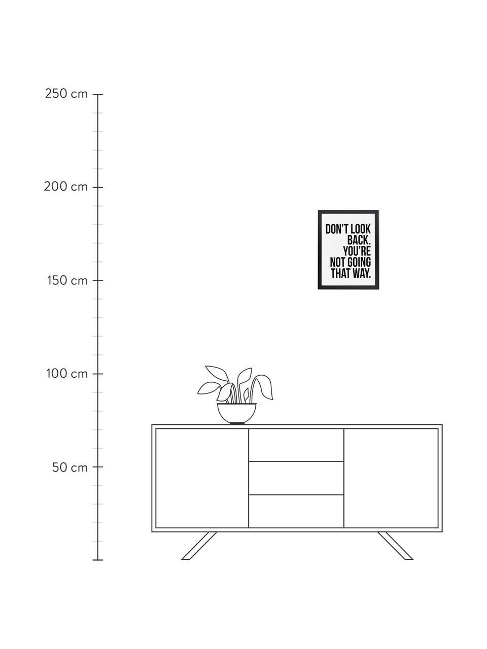 Gerahmter Digitaldruck Don't Look Back, Bild: Digitaldruck auf Papier, , Rahmen: Holz, lackiert, Front: Plexiglas, Schwarz, Weiß, B 33 x H 43 cm