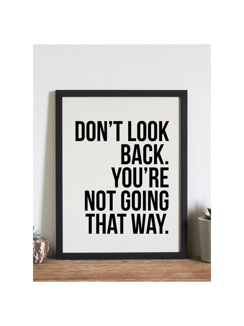 Ingelijste digitale print Don't Look Back, Afbeelding: digitale print op papier,, Lijst: gelakt hout, Zwart, wit, B 33 x H 43 cm