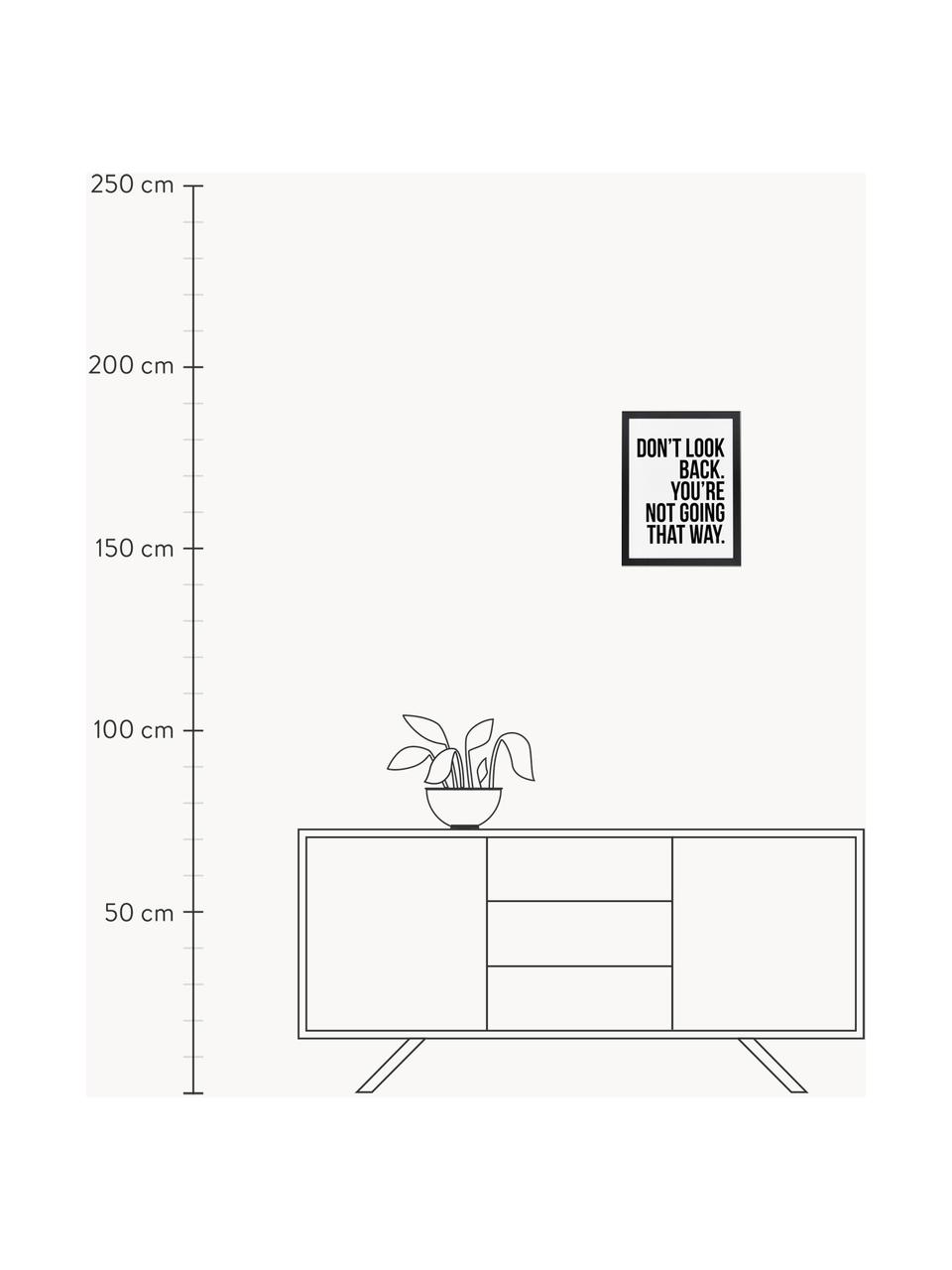 Stampa digitale incorniciata Don't Look Back, Immagine: stampa digitale su carta,, Cornice: legno verniciato, Nero, bianco, Larg. 33 x Alt. 43 cm