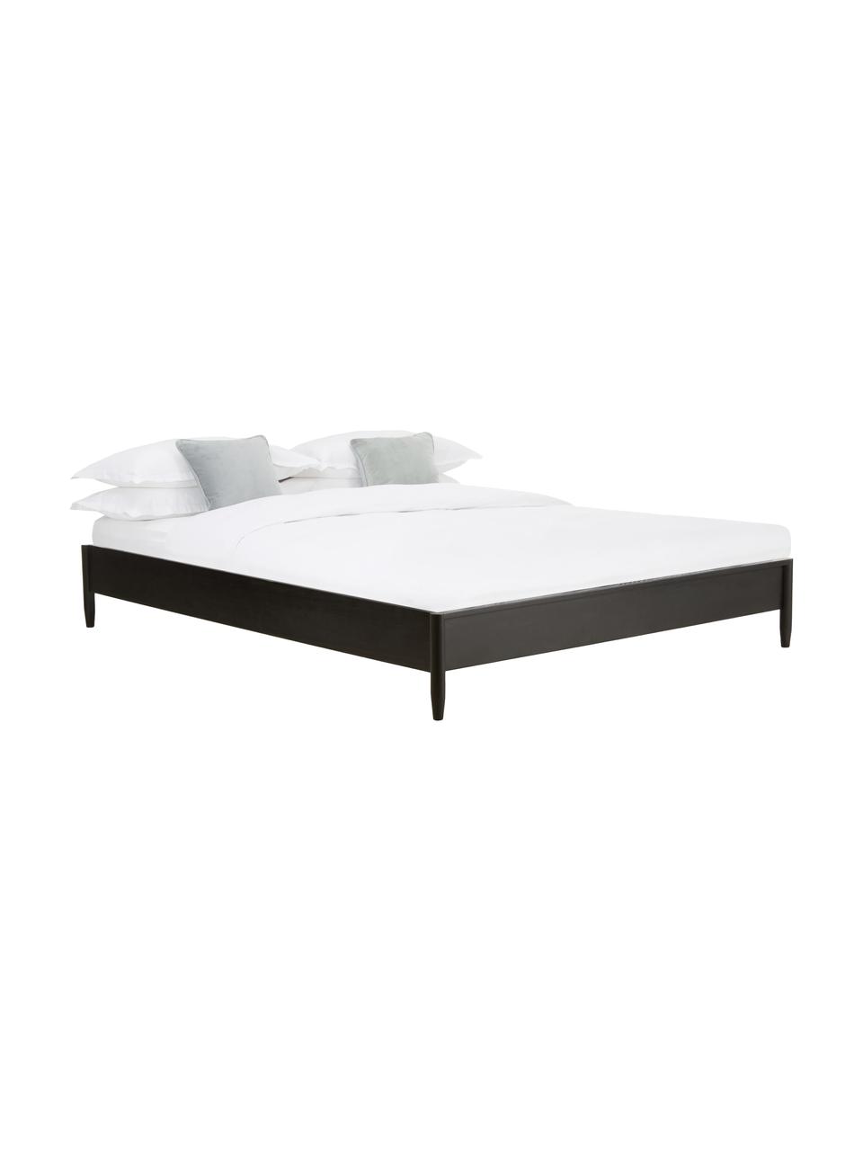 Cama de madera de pino maciza Windsor, sin cabecero, Madera de pino macizo, certificado FSC, Madera de pino, negro, An 180 x L 200 cm
