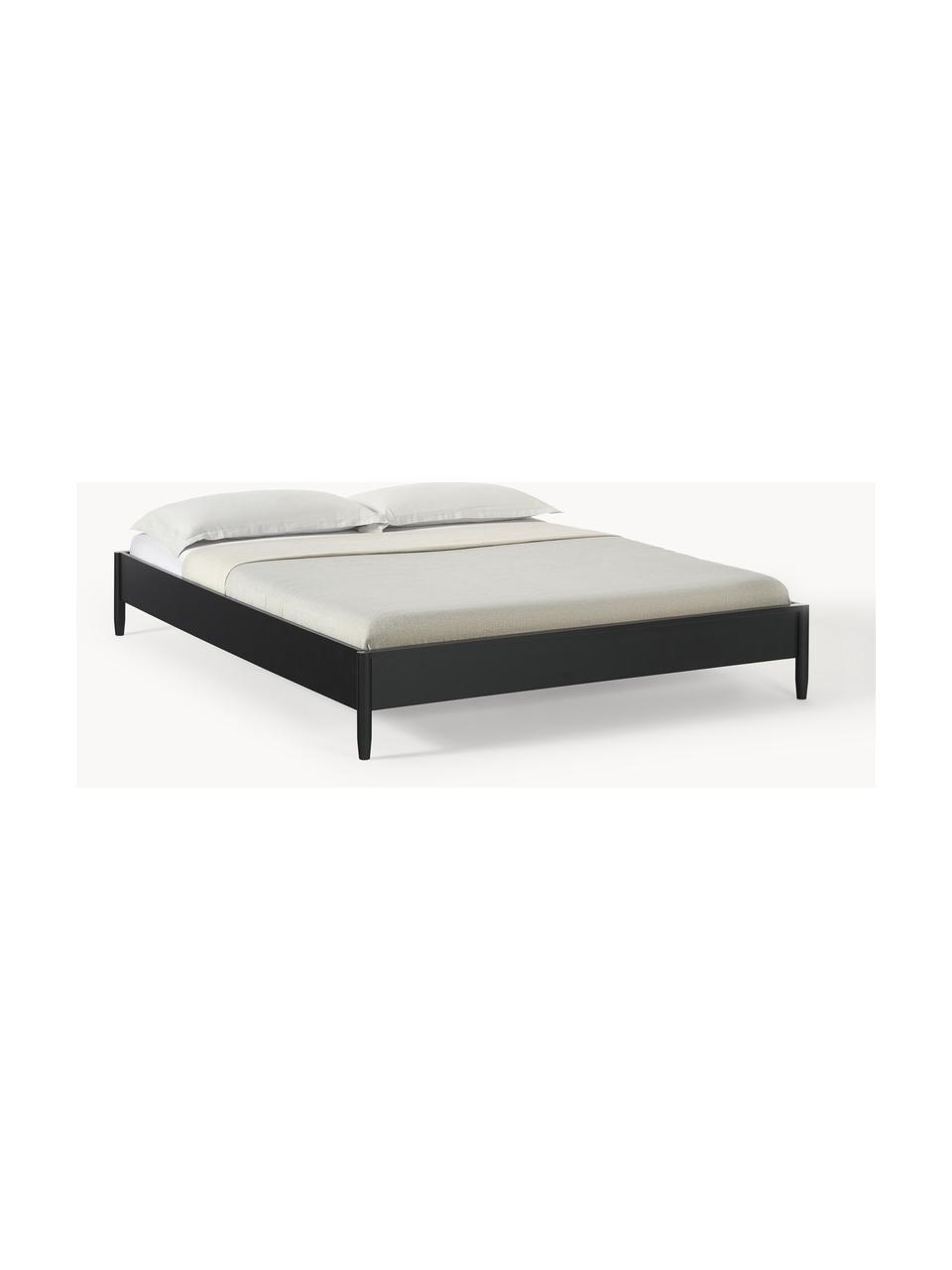 Houten bed Windsor van grenenhout, Massief grenenhout, FSC-gecertificeerd, Grenenhout, zwart, B 180 x L 200 cm