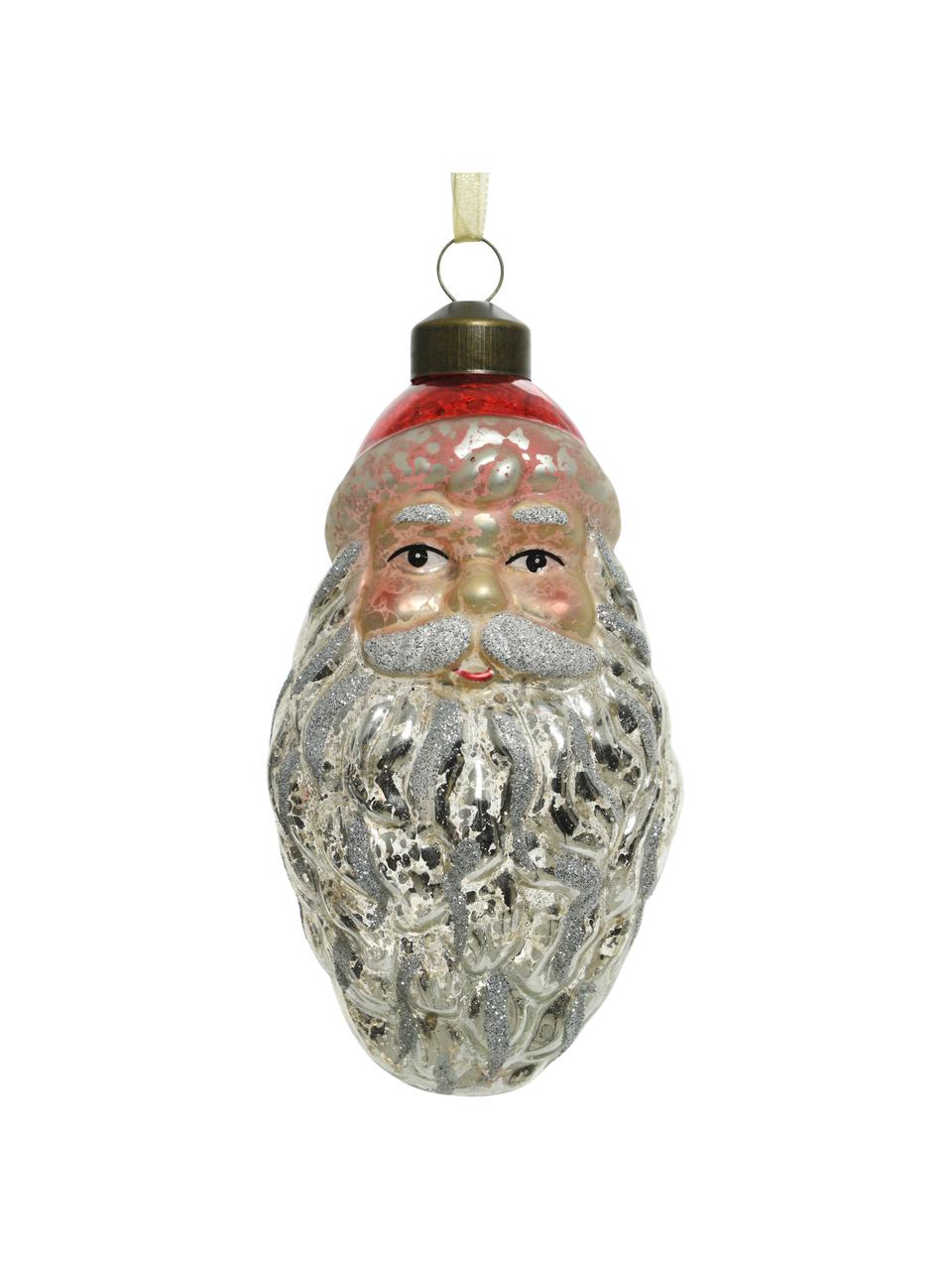 Adornos navideños Santa Claus, 2 uds., Figura: vidrio, Dorado, beige, blanco, An 6 x Al 12 cm